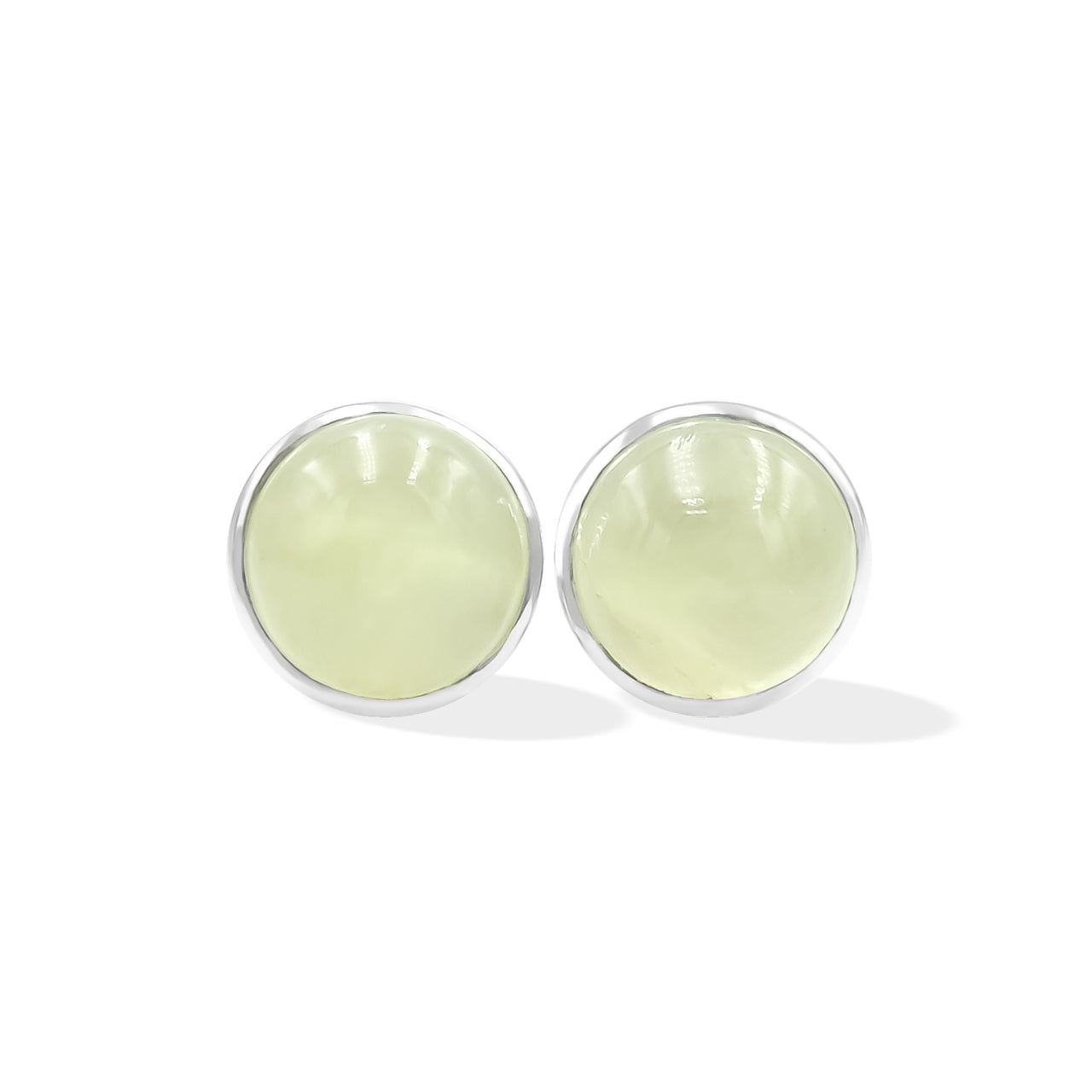 Starborn Prehnite Round Post Earrings in Sterling Silver