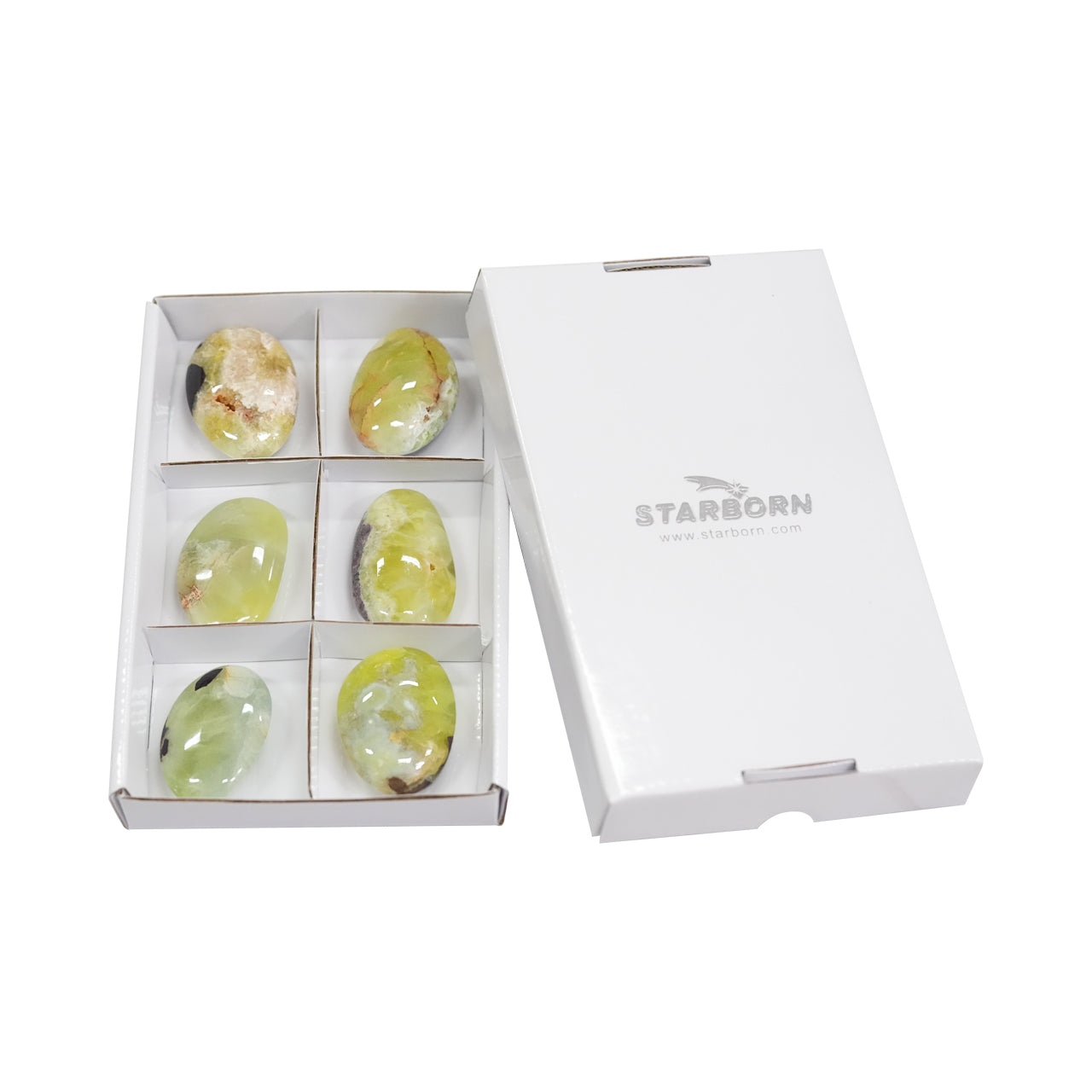Starborn Prehnite Freeform Palm Stone Flat 350g - 6 pcs