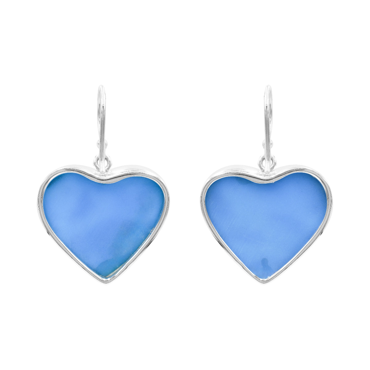 Starborn Plume Agate Aura Triplet Heart Earrings in Sterling Silver