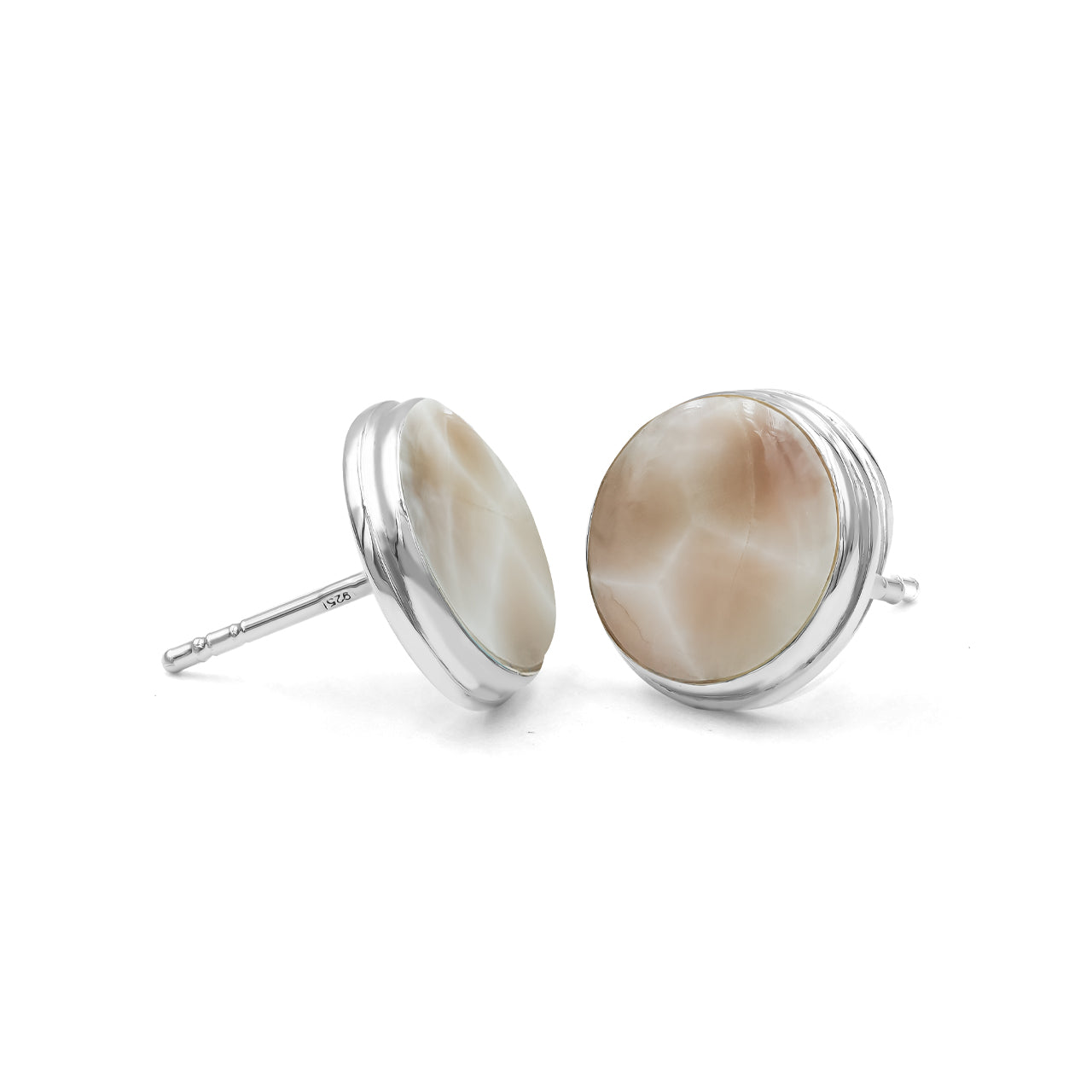 Aretes con forma de poste con engarce de bisel doble y redondos de piedras preciosas Starborn de 10 mm en plata de ley 