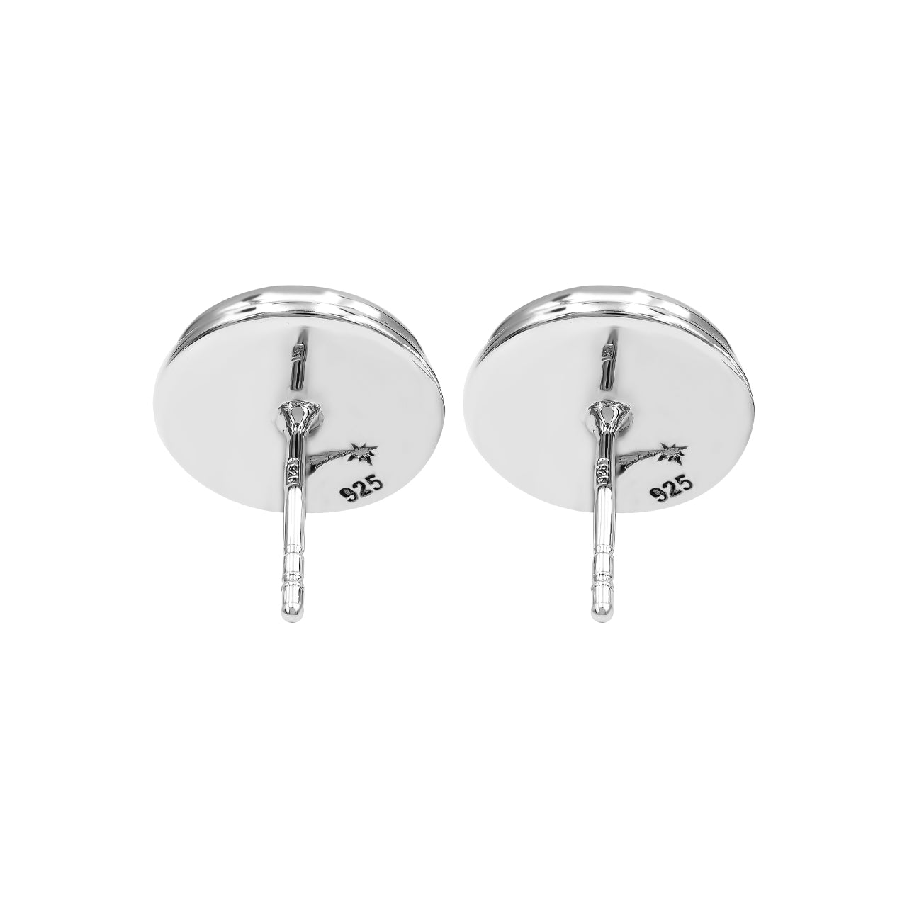 Aretes con forma de poste con engarce de bisel doble y redondos de piedras preciosas Starborn de 10 mm en plata de ley 