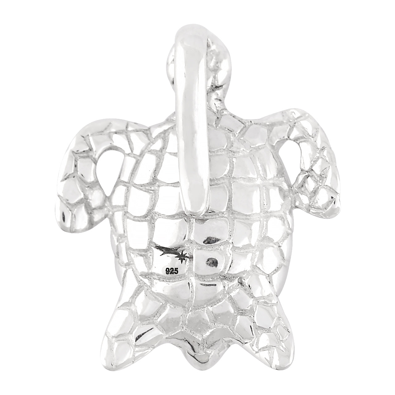 Full detail silver back of turtle pendant