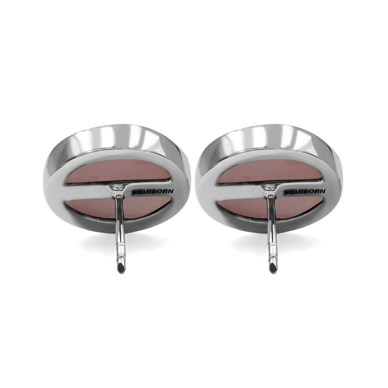 Starborn Pink Opal Round 15 mm Post Style Earrings in Sterling Silver