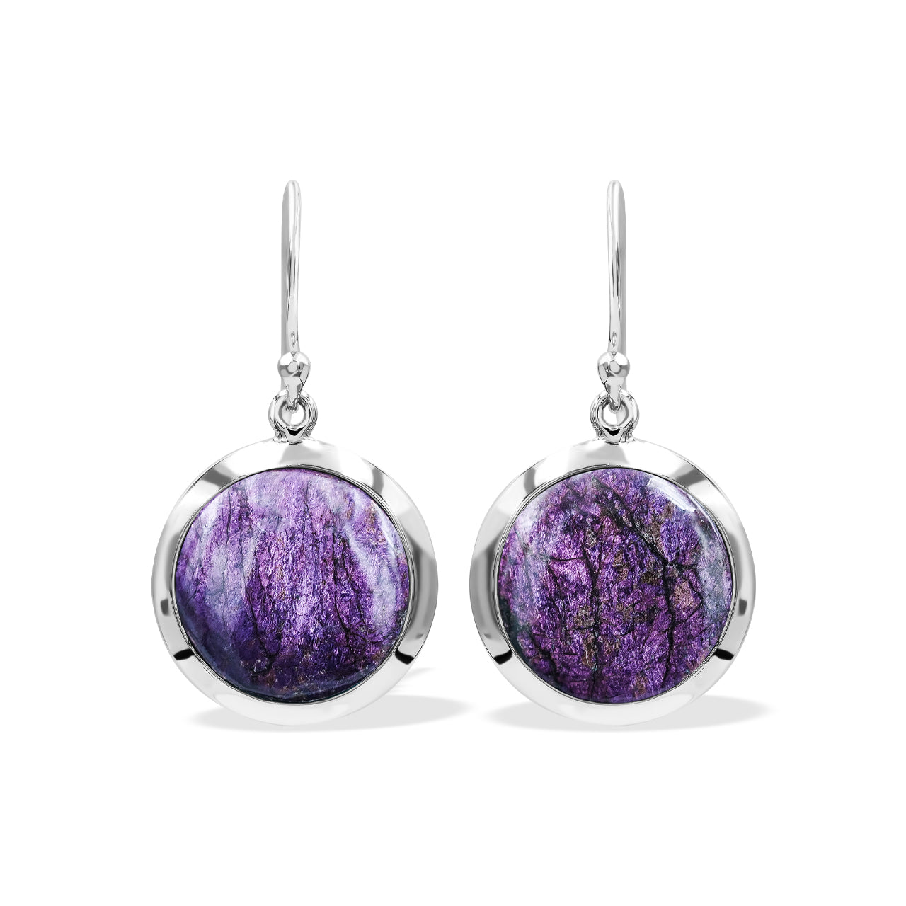 Pendiente estilo medallón con piedras preciosas redondas de 15 mm Starborn en plata de ley - Pequeño