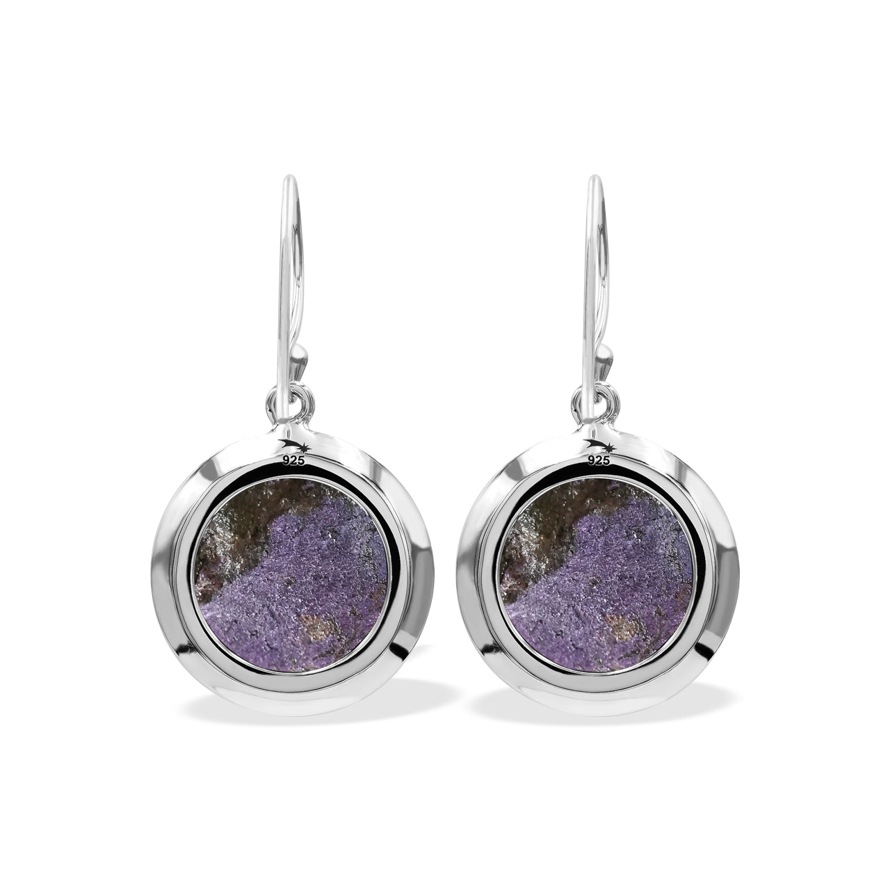 Pendiente estilo medallón con piedras preciosas redondas de 15 mm Starborn en plata de ley - Pequeño