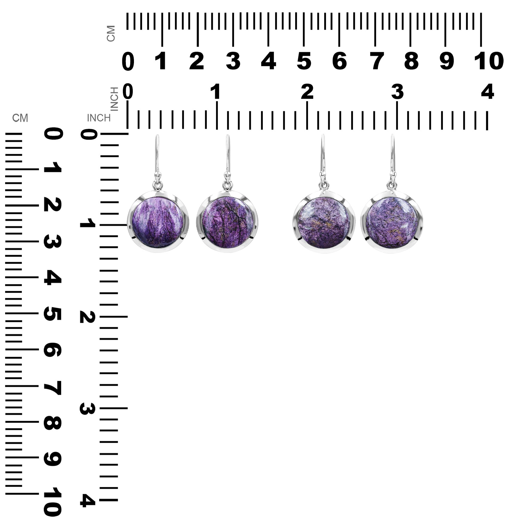 Pendiente estilo medallón con piedras preciosas redondas de 15 mm Starborn en plata de ley - Pequeño