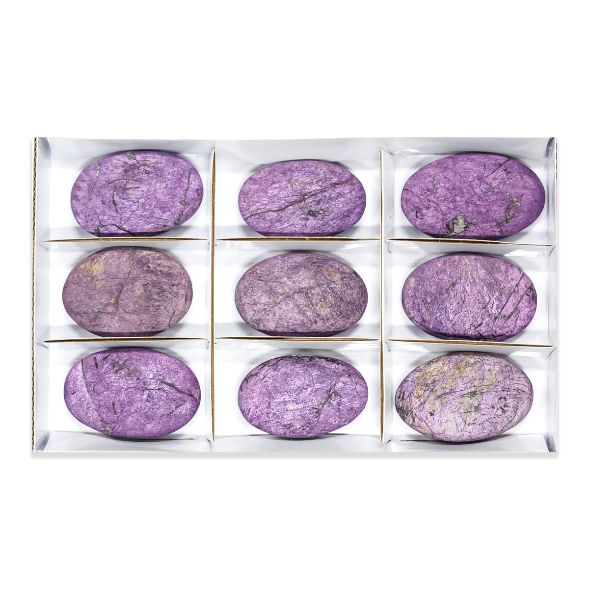 Piedras de palma ovaladas de terciopelo de purpurita Starborn de 9 piezas - 500 gramos