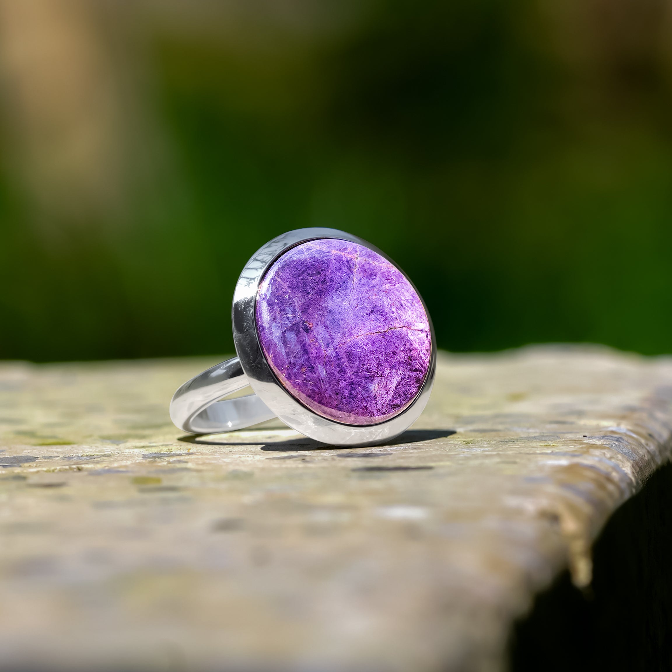 Starborn Purpurite Medallion Style Ring in Sterling Silver