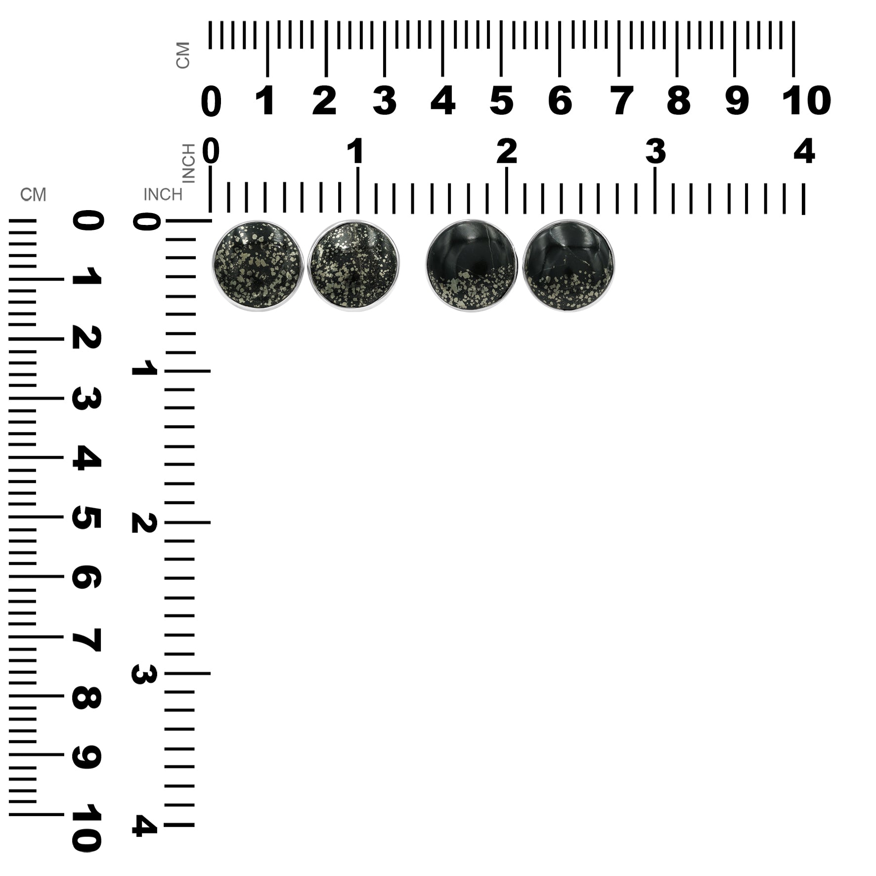 Aretes con poste redondo de esquisto y pirita Starborn en plata de ley