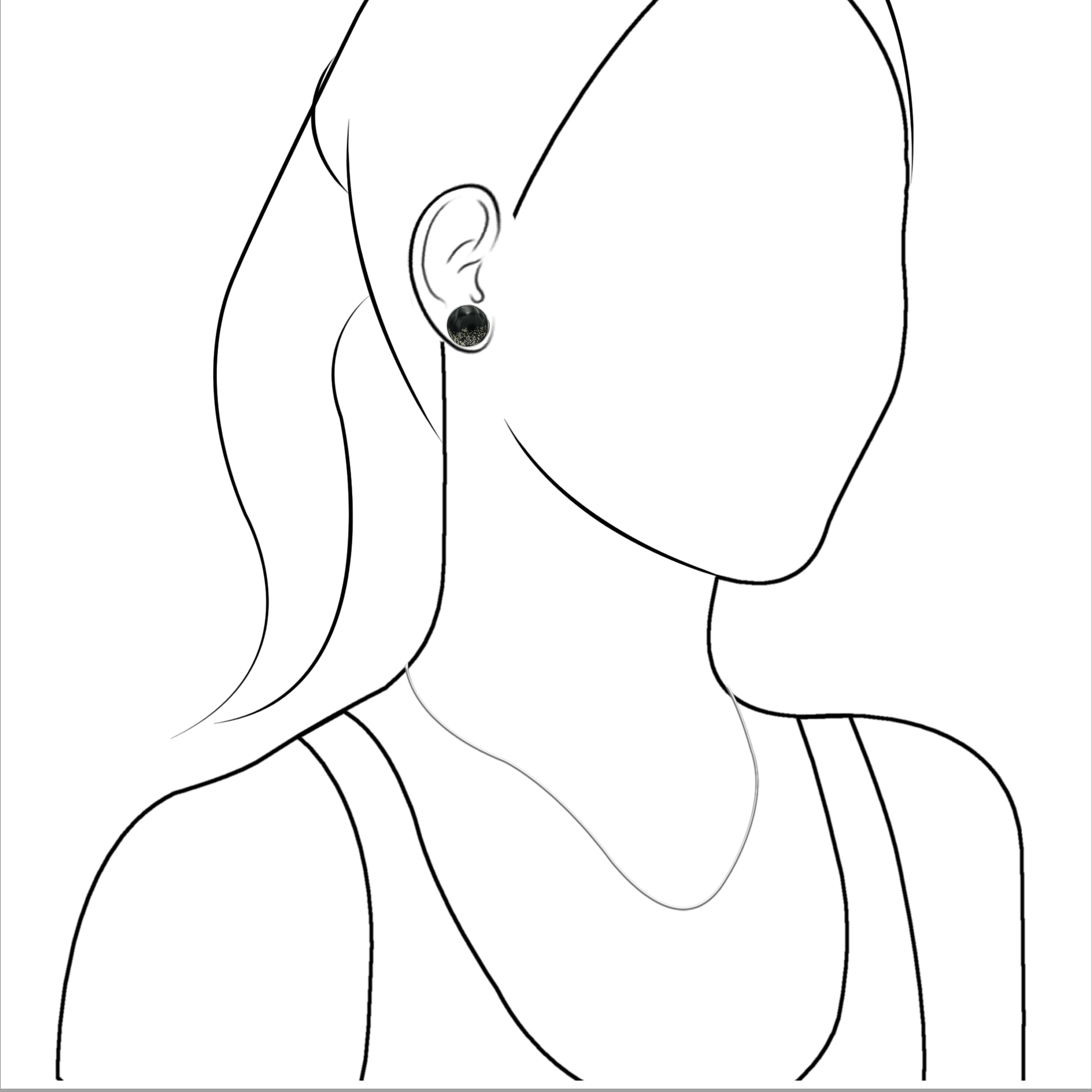 Aretes con poste redondo de esquisto y pirita Starborn en plata de ley