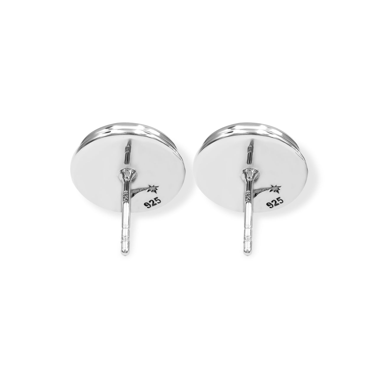 Aretes con poste redondo de esquisto y pirita Starborn en plata de ley