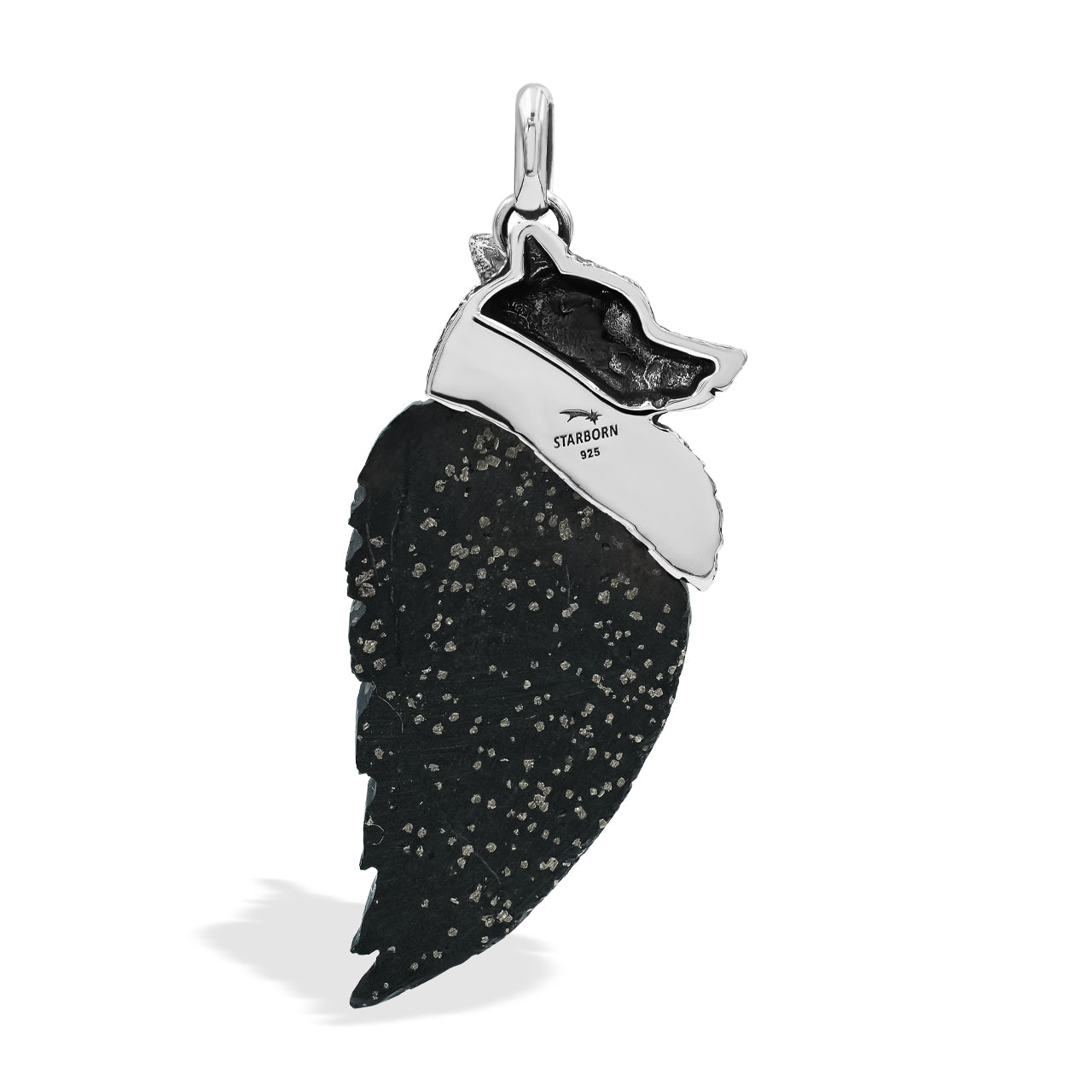 Starborn Carved Gemstones Winged Wolf Style Pendant in Sterling Silver
