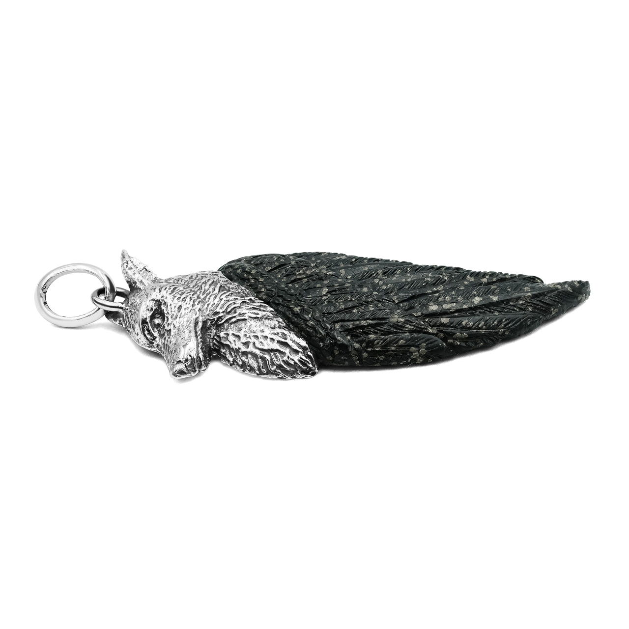 Starborn Carved Gemstones Winged Wolf Style Pendant in Sterling Silver