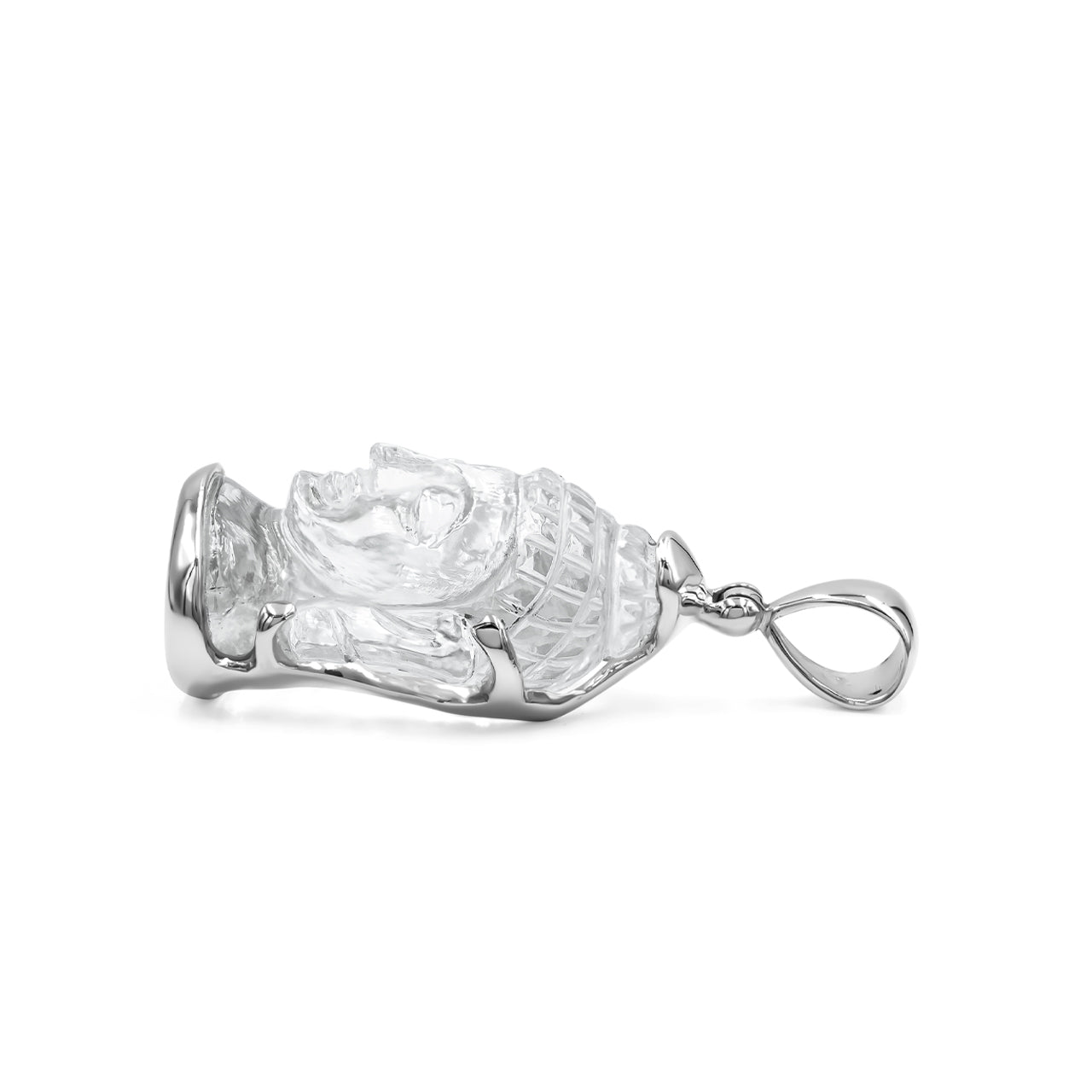 Starborn Carved Amethyst Buddha Head Pendant in Sterling Silver