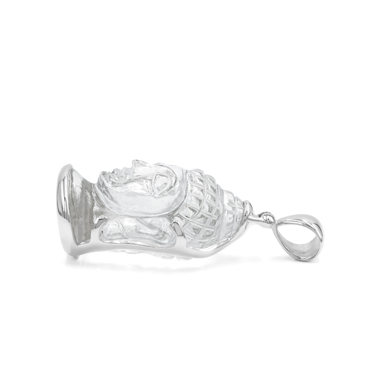 Starborn Carved Quartz Buddha Head Pendant in Sterling Silver