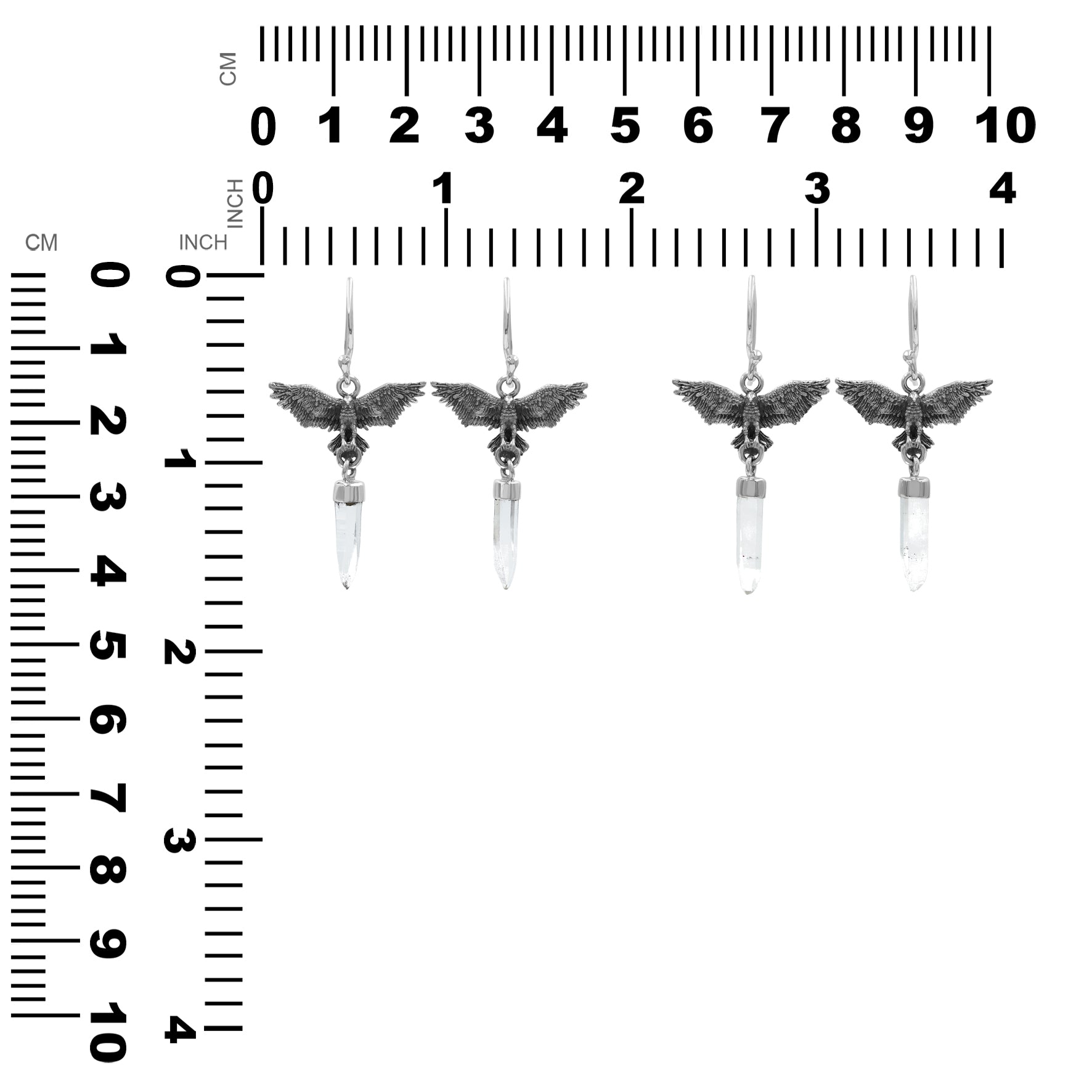 Starborn Quartz Crystal in Sterling Silver Eagle Earrings