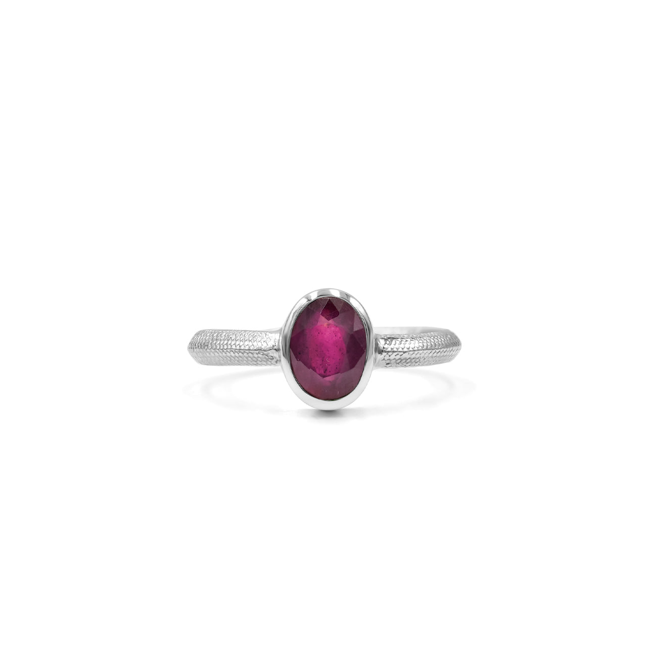 Starborn Ouroboros Ring with Faceted Ruby in Sterling Silver