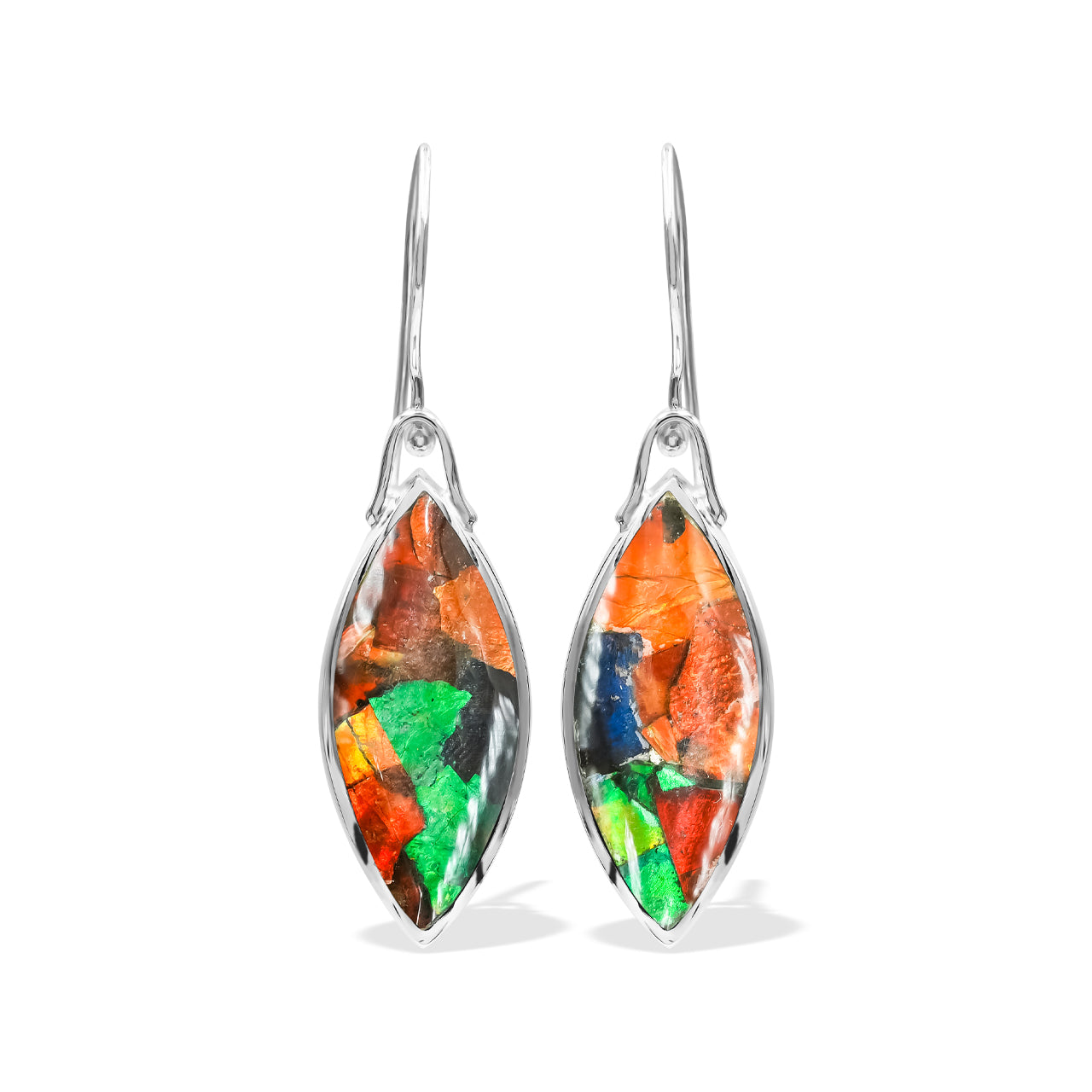 Starborn Reversible Marquise Ammolite and Abalone Shell Earring in Sterling Silver