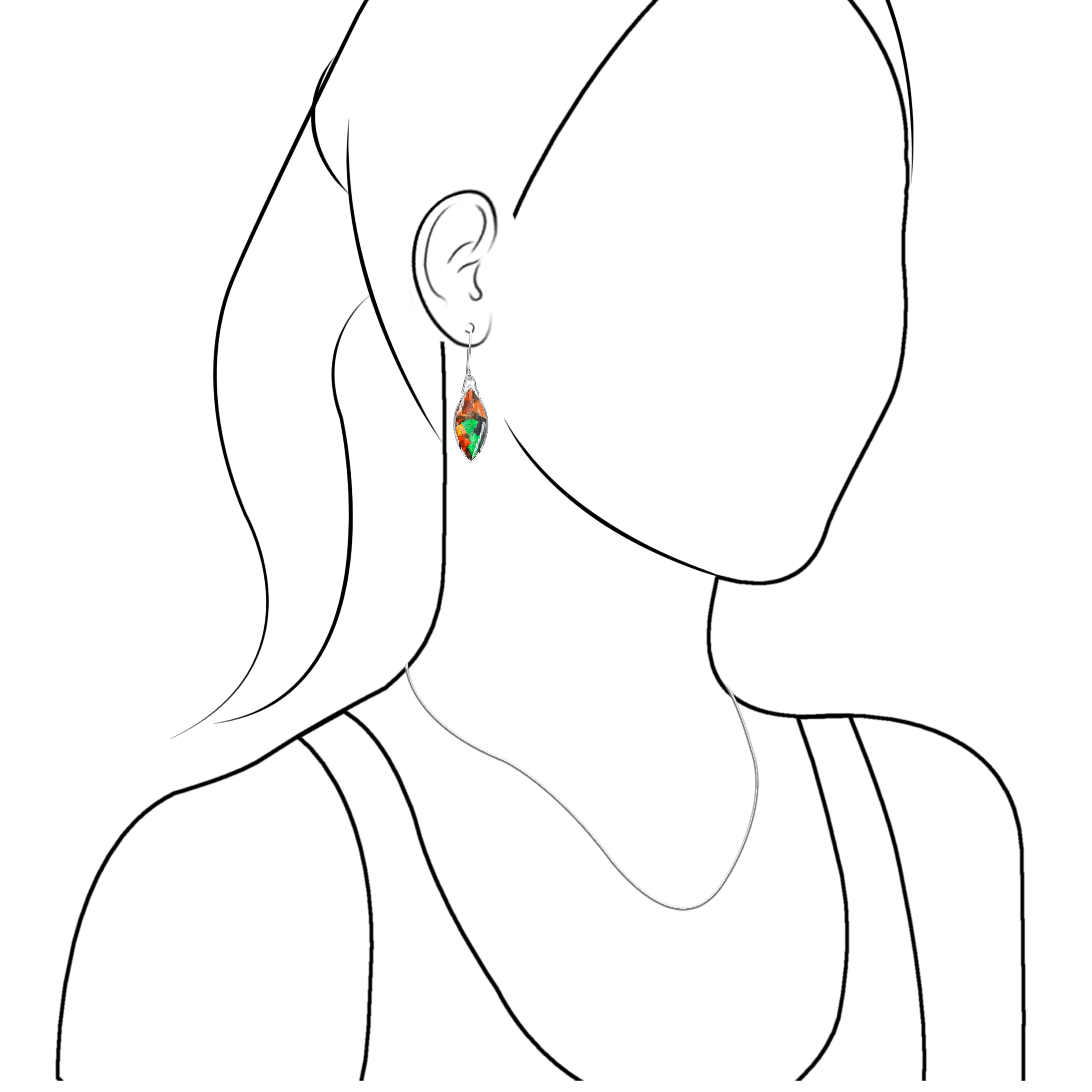 Pendiente reversible de concha de abulón y ammolita talla marquesa de Starborn en plata de ley