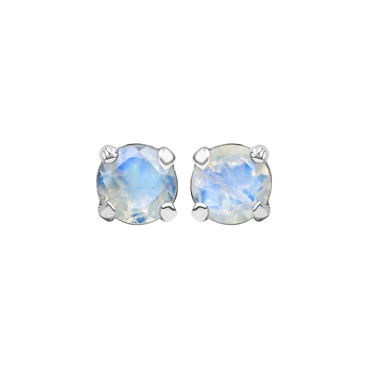 Starborn Faceted Gemstone Round 5 mm Post Earrings in Sterling Silver