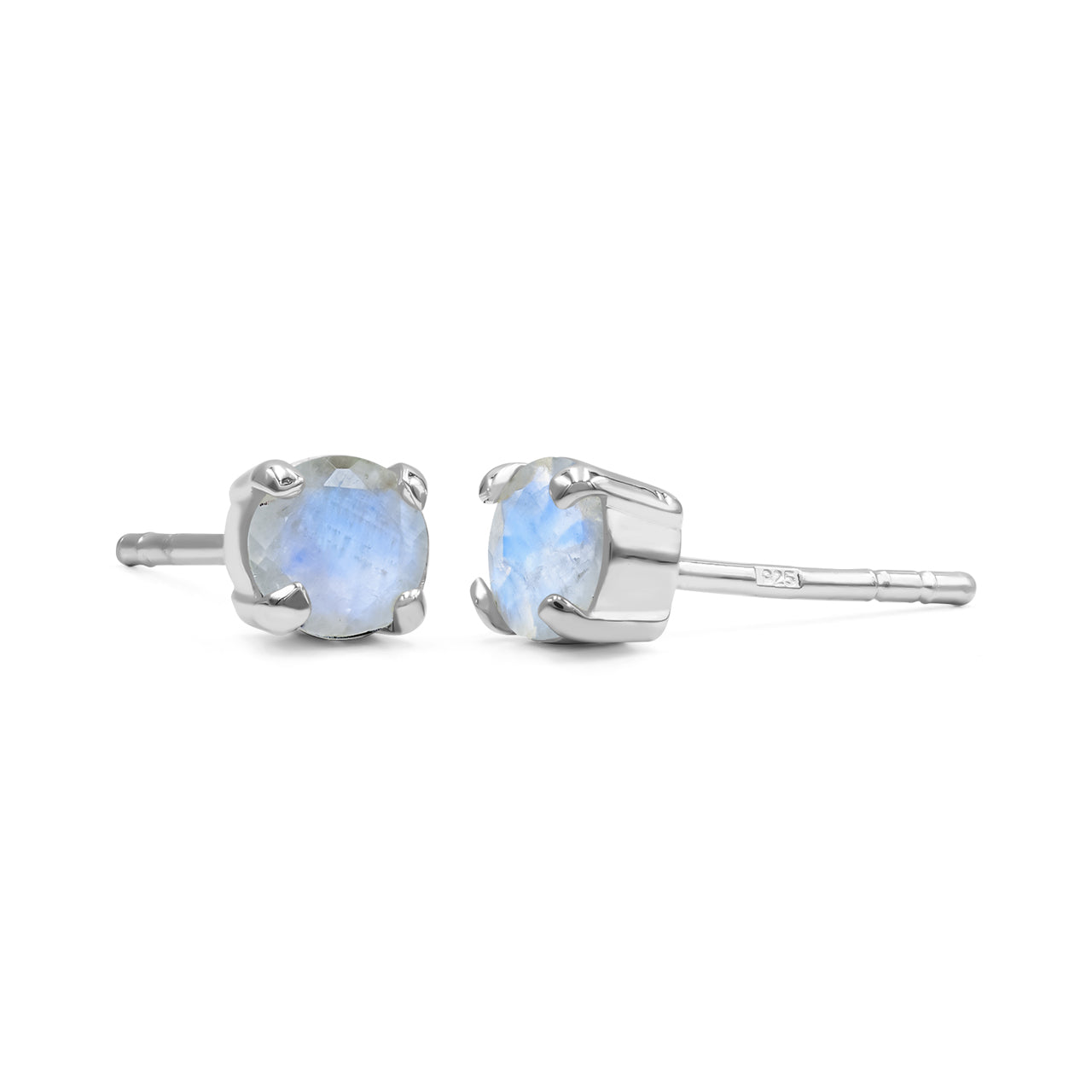 Starborn Faceted Gemstone Round 5 mm Post Earrings in Sterling Silver