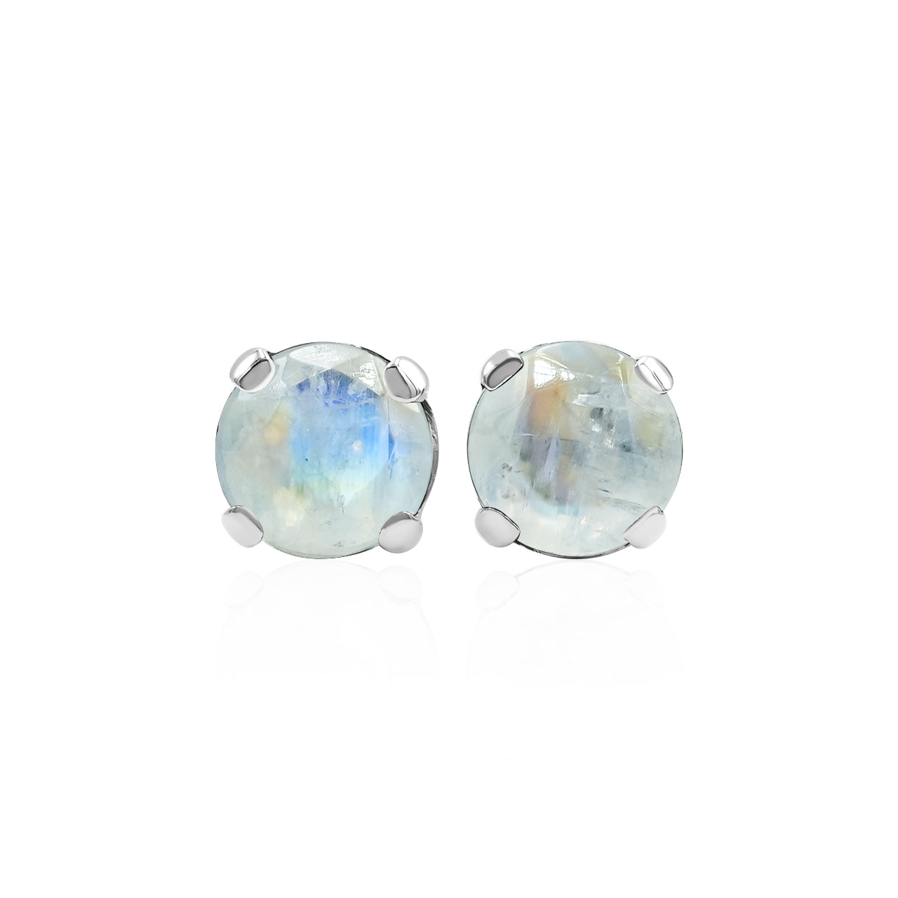 Starborn Round Faceted 7mm Gemstone Post Earrings in Sterling Silver