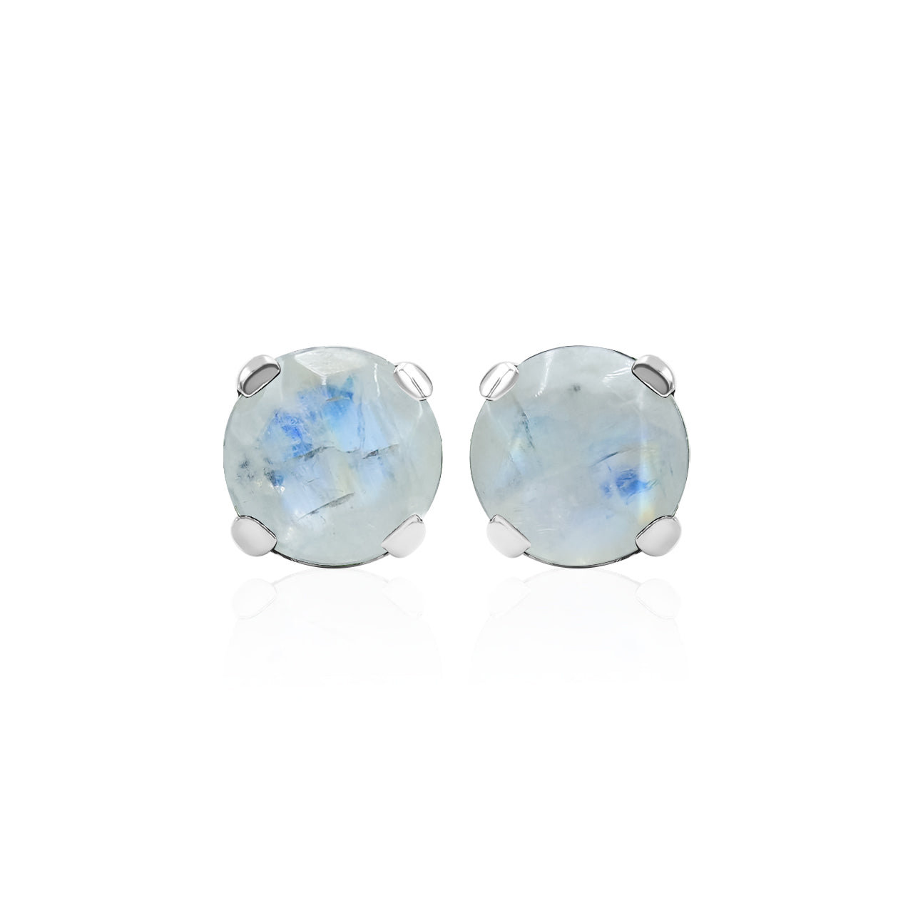 Starborn Round Faceted 7mm Gemstone Post Earrings in Sterling Silver
