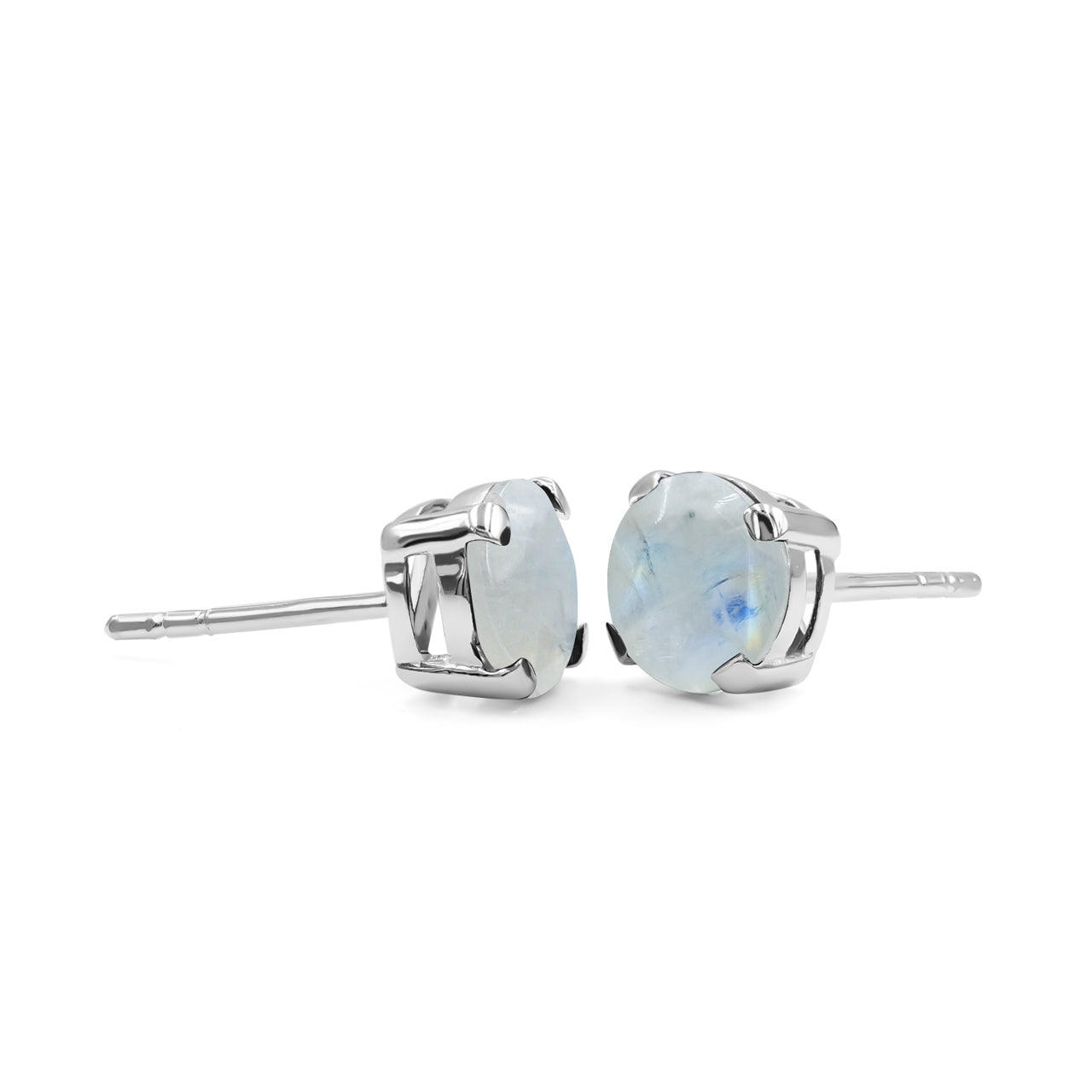 Starborn Round Faceted 7mm Gemstone Post Earrings in Sterling Silver