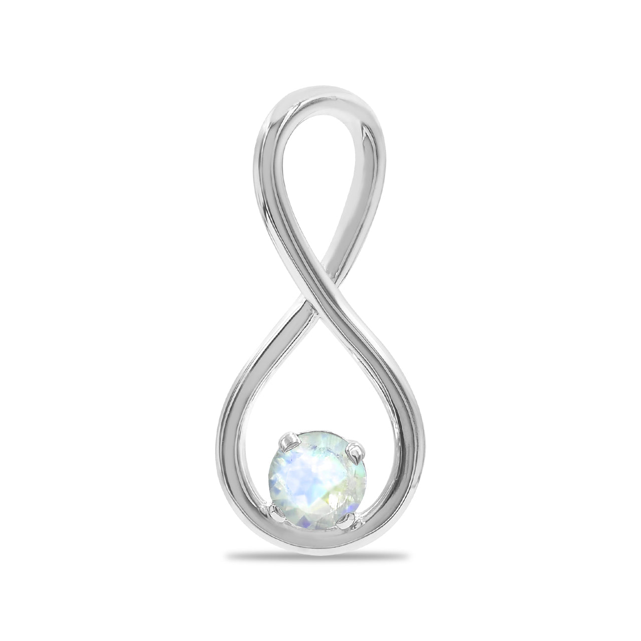 Starborn Faceted Rainbow Moonstone Infinity Pendant in Fine Sterling Silver