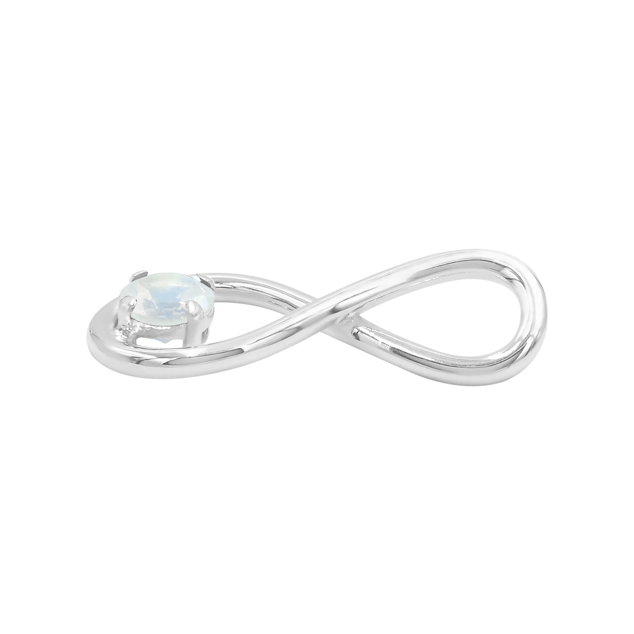 Starborn Faceted Rainbow Moonstone Infinity Pendant in Fine Sterling Silver