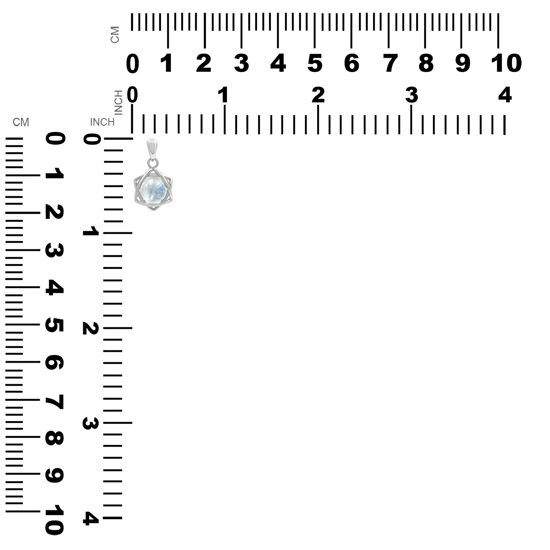 Starborn Rainbow Moonstone Sphere 6-Point Star Pendant in Sterling Silver