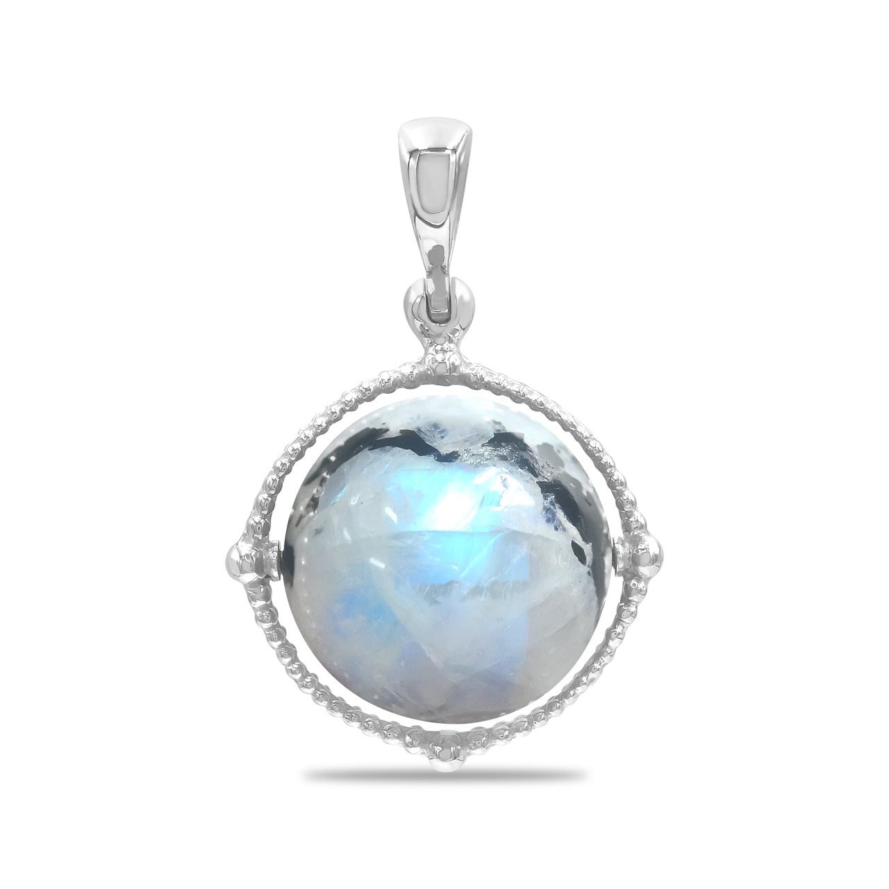 Colgante de esfera táctil giratoria con piedras preciosas Starborn en plata de ley