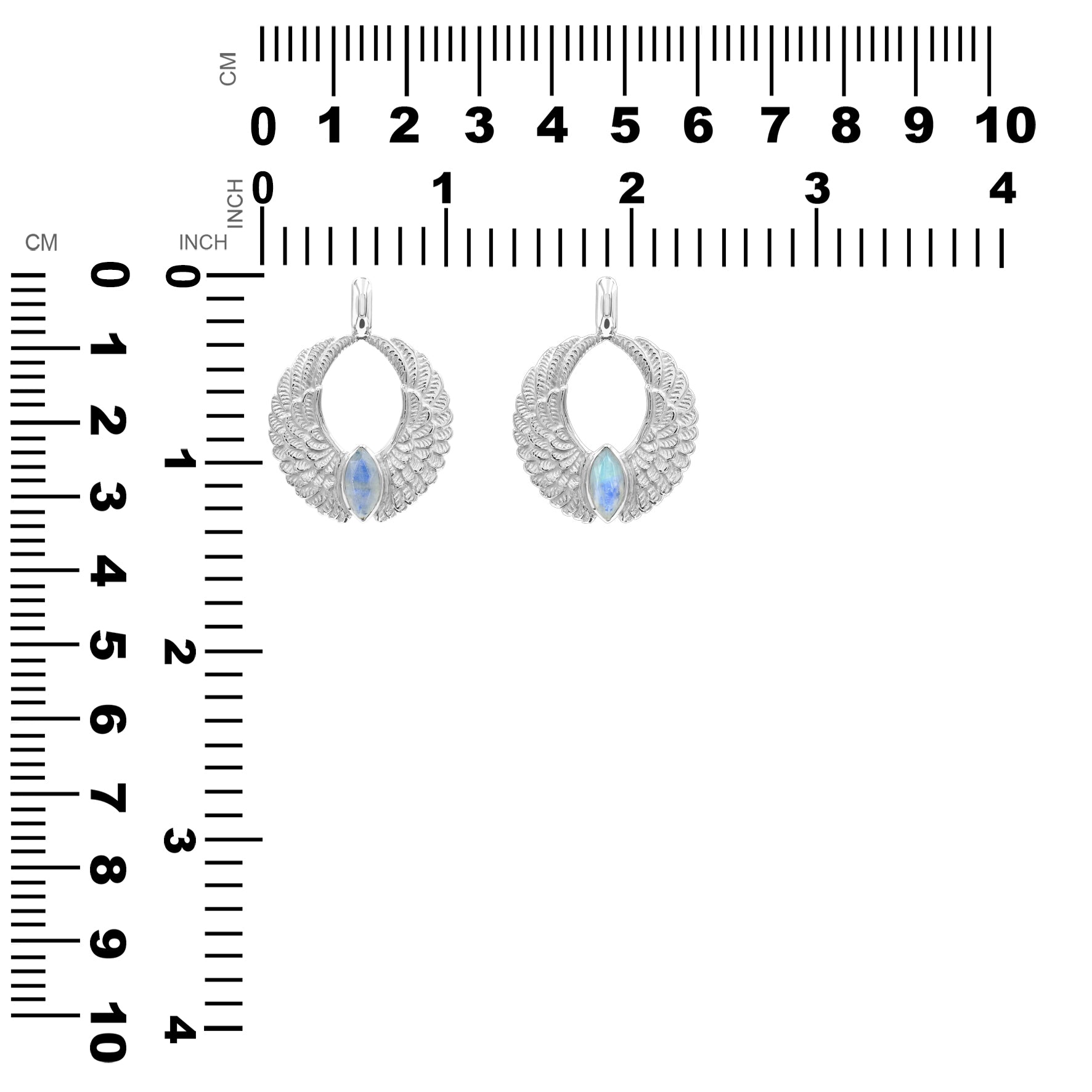 Starborn Angel Wings Pendant with Marquise Gemstone in Sterling Silver