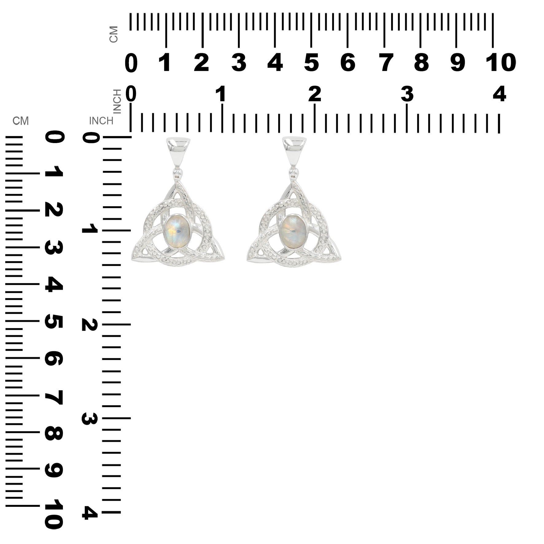 Starborn Rainbow Moonstone Triquetra Pendant in Sterling Silver