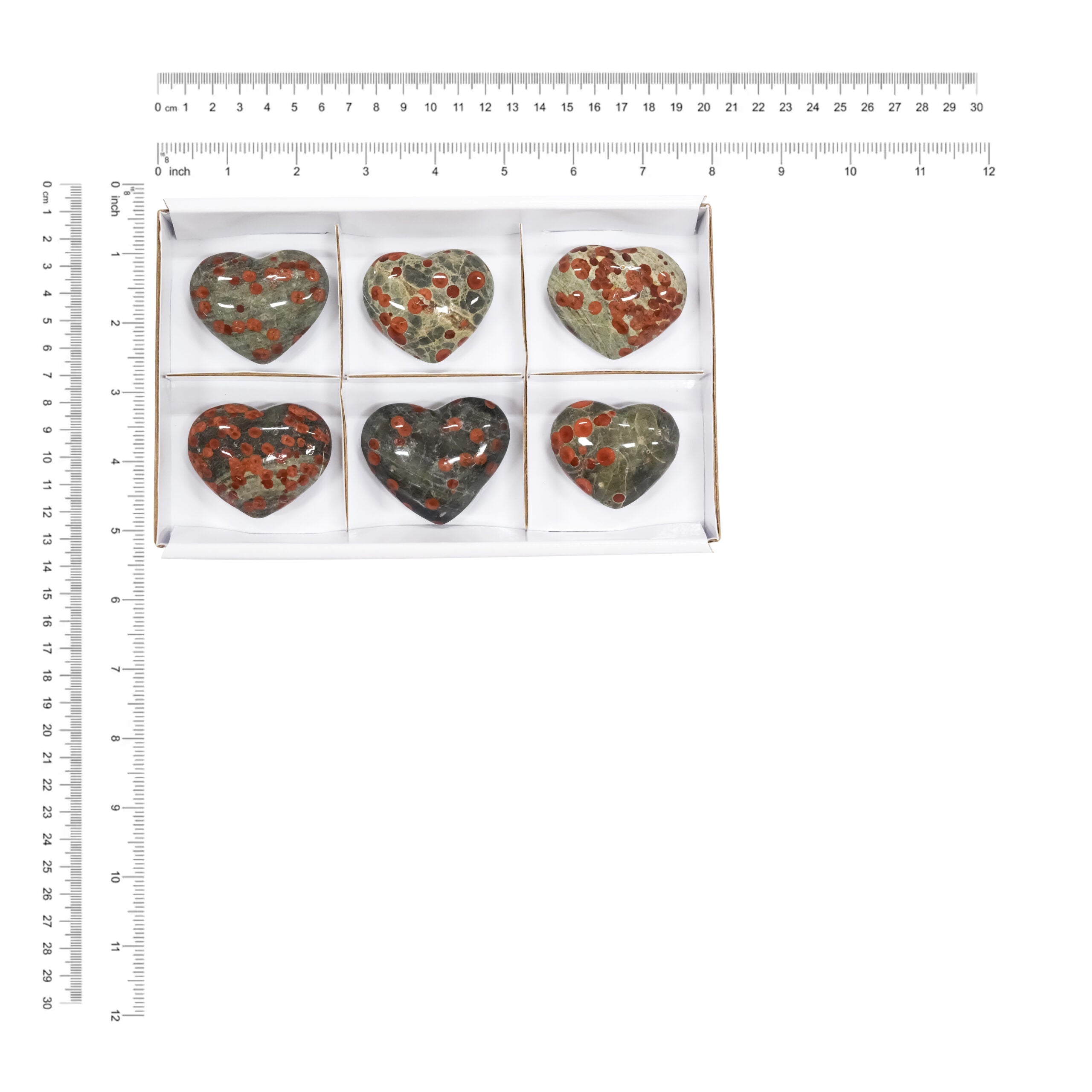 Red Planet Obsidian Heart Stones 6 Pieces - 300 grams