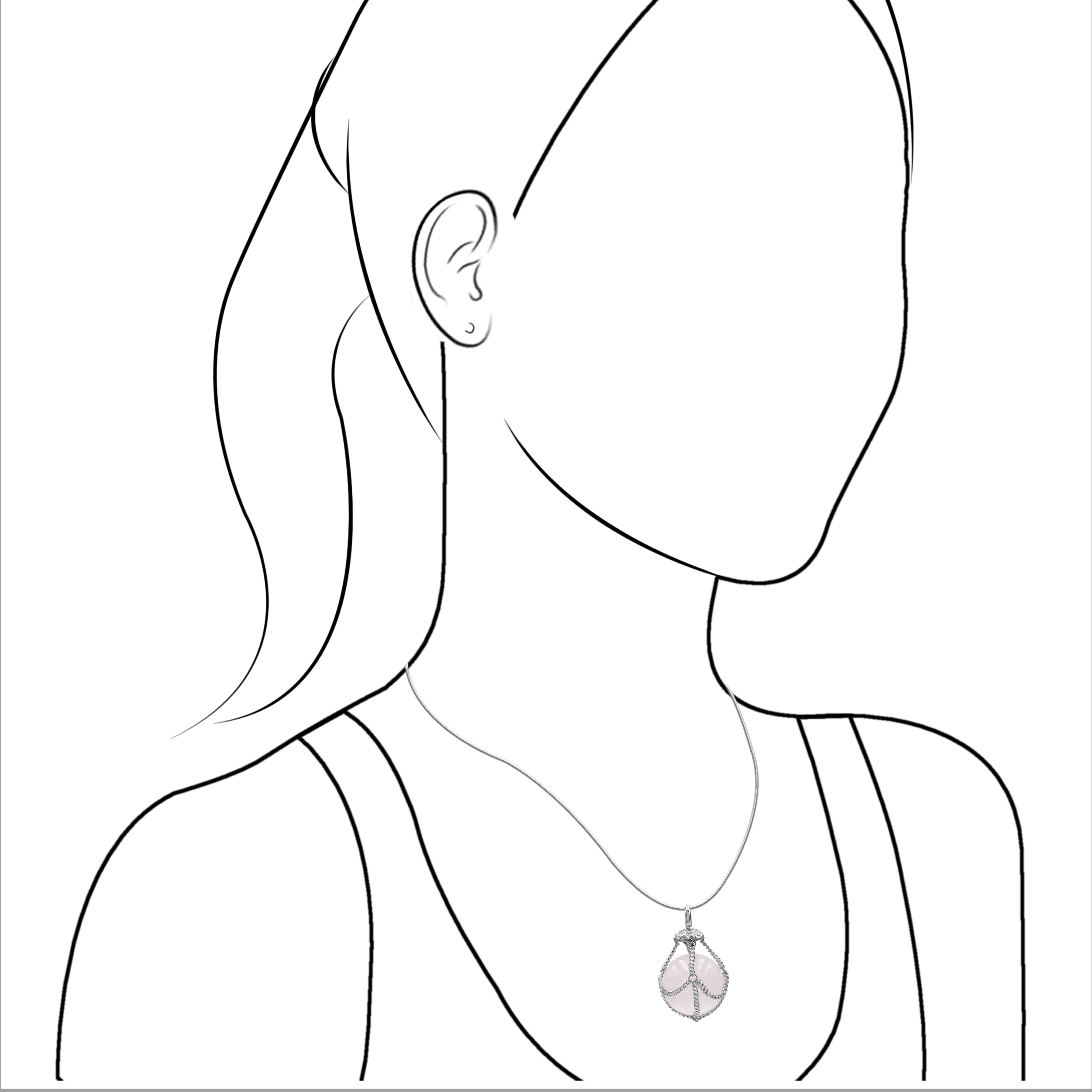 Starborn Rose Quartz Gemstone Sphere in Basket Pendant in Sterling Silver