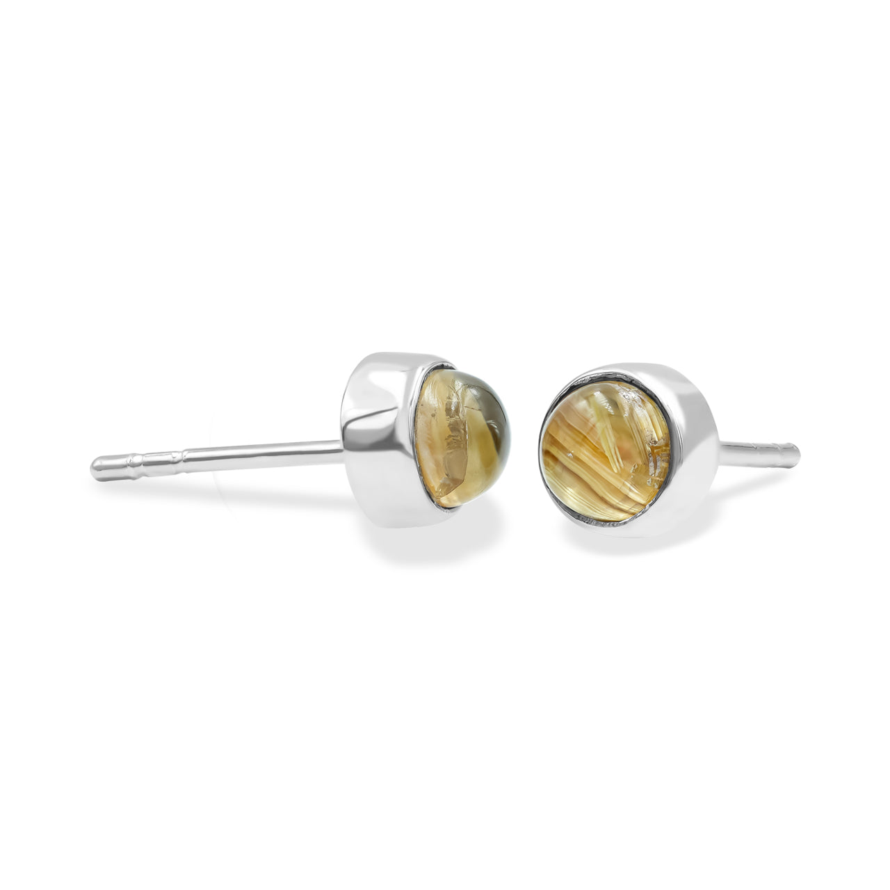 Starborn Round Cabochon 5mm Post Style Earrings in Sterling Silver