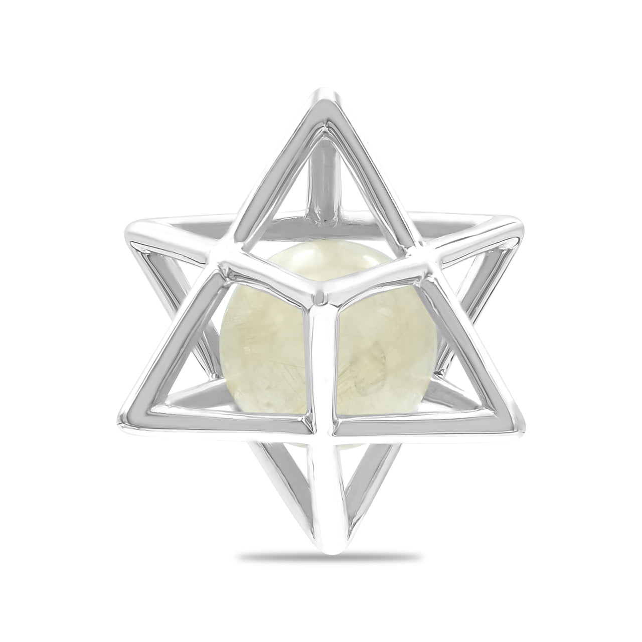 Colgante con esfera de piedras preciosas de jaula mediana Merkabah de Starborn en plata de ley