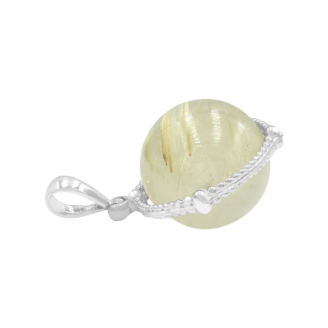 Colgante de esfera táctil giratoria con piedras preciosas Starborn en plata de ley