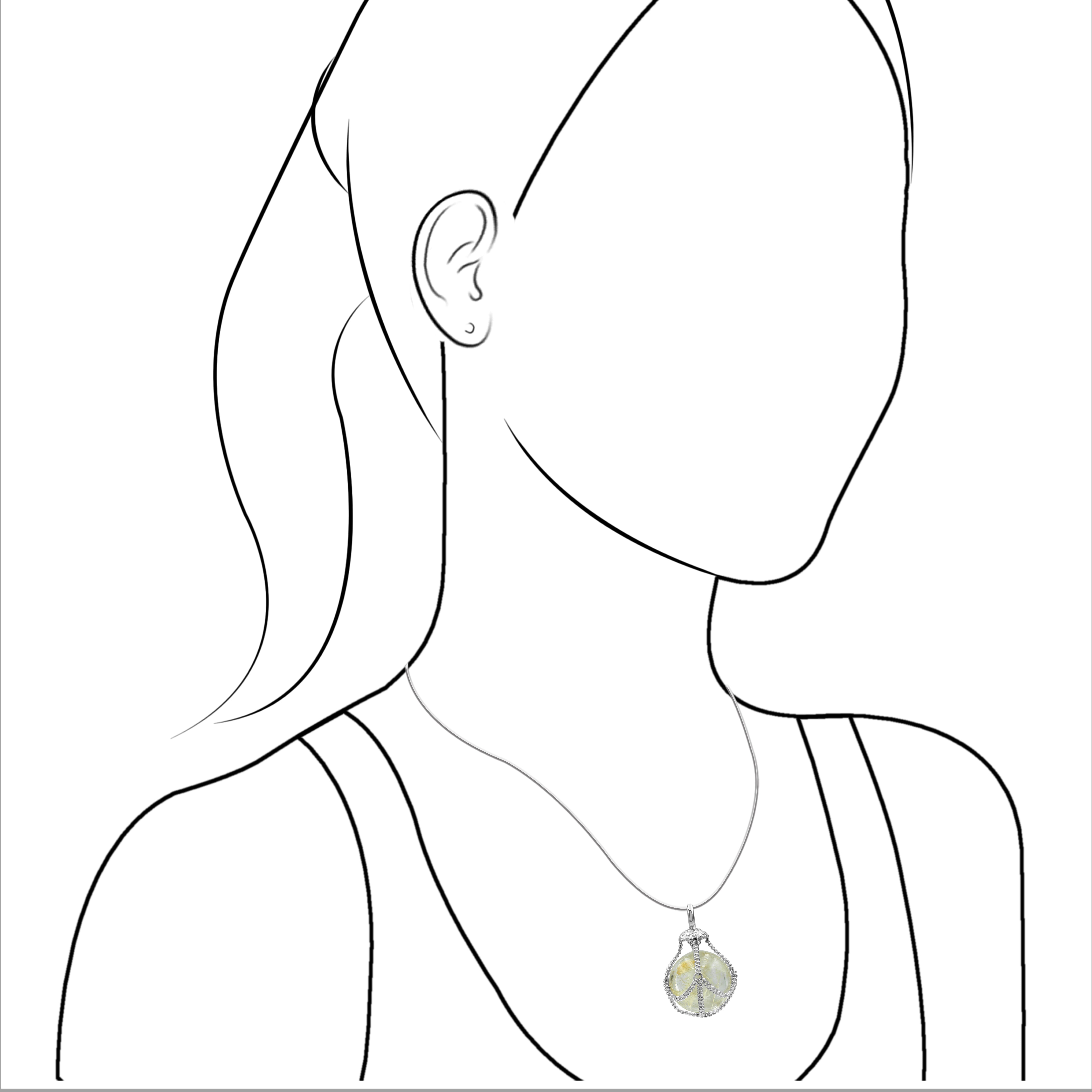 Starborn Sphere Gemstone in Basket Pendant in Sterling Silver