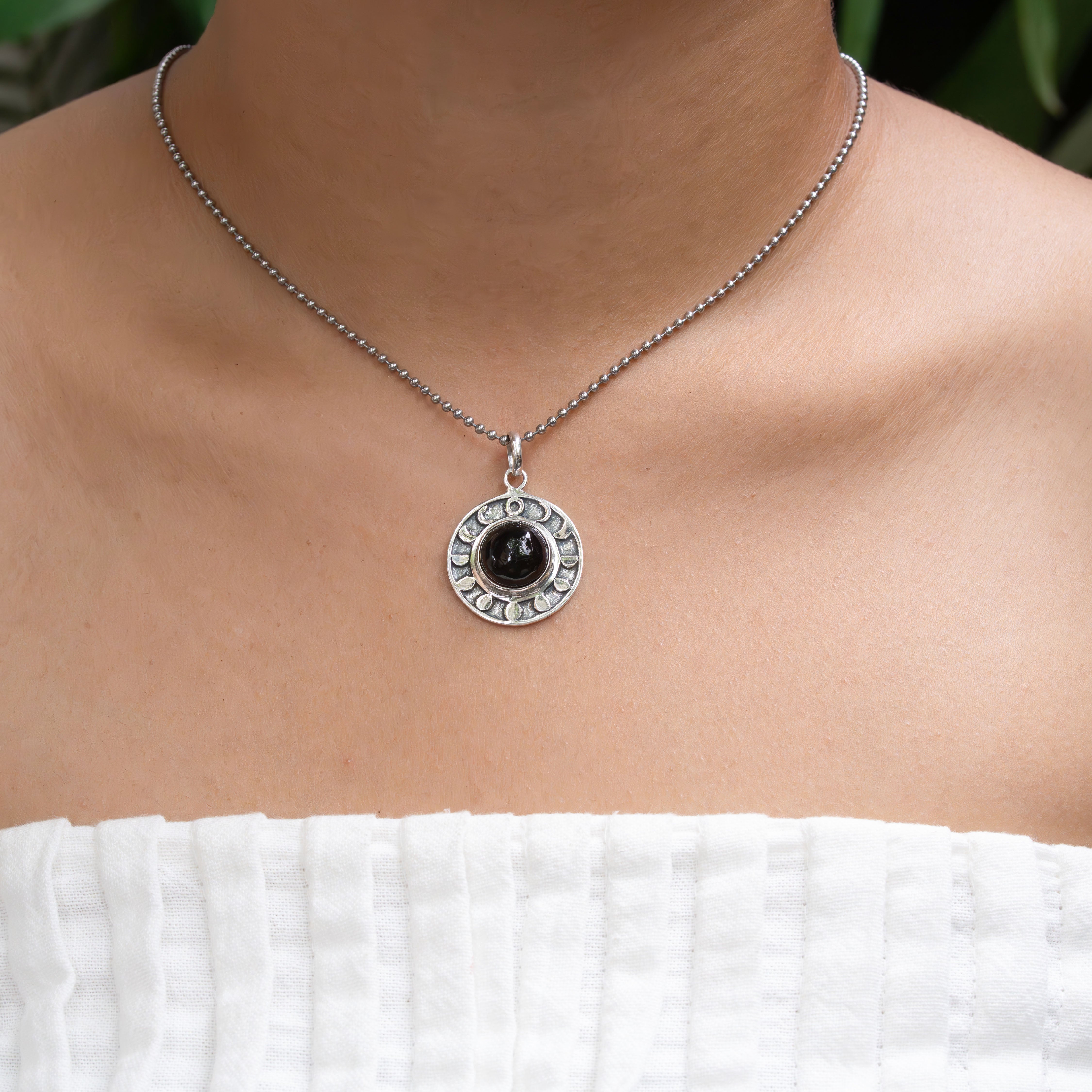 Starborn Saffordite Moon Phases Pendant in Sterling Silver