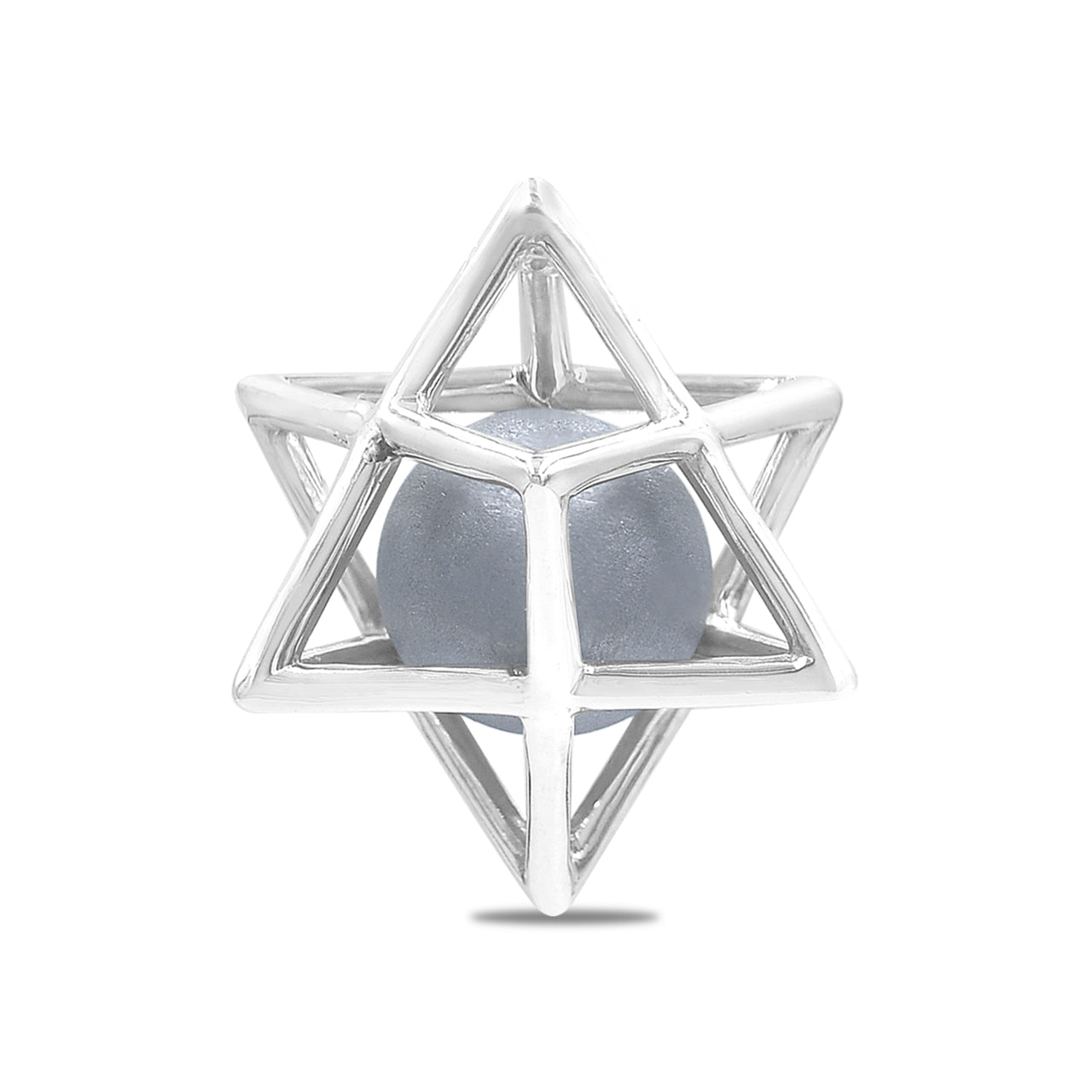 Colgante con esfera de piedras preciosas de jaula mediana Merkabah de Starborn en plata de ley