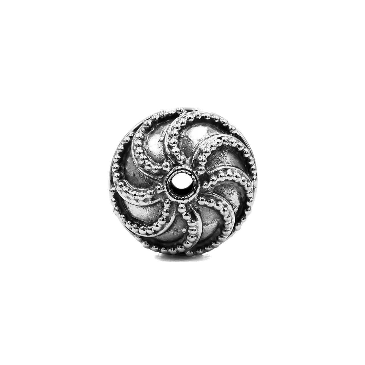 Cuentas redondas de plata de ley Starborn con estilo intrincado de Bali - 1 pieza