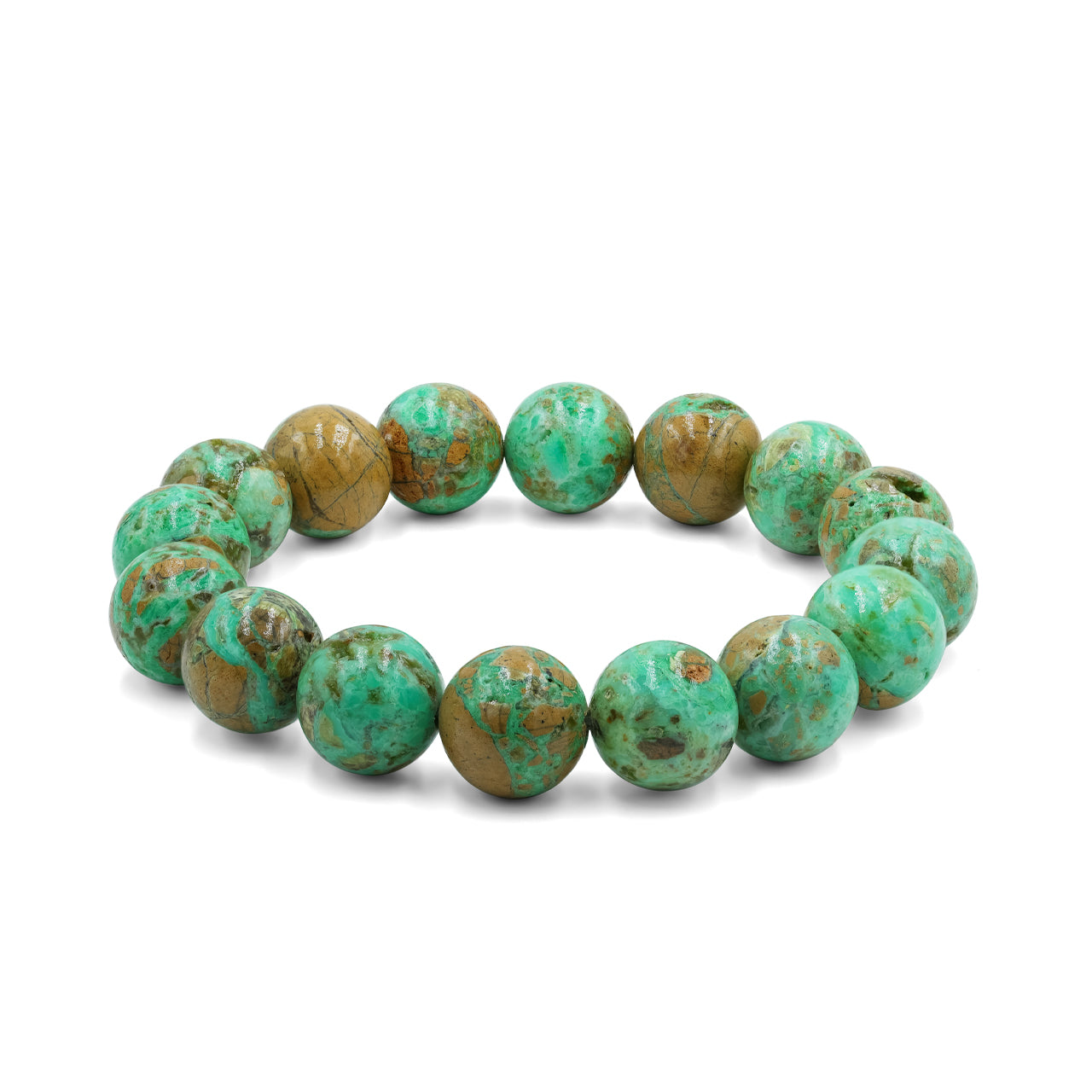 Smithsonite 12 mm Beaded Elastic Bracelet-7.5 inch