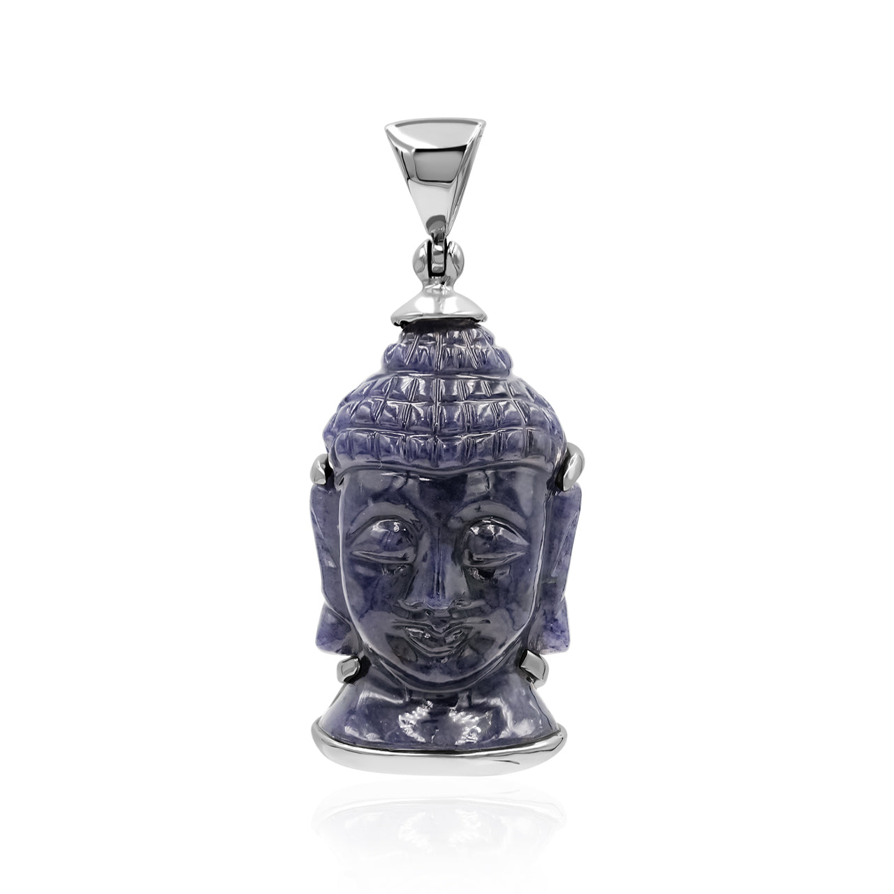 Starborn Carved Sodalite Buddha Head Pendant in Sterling Silver