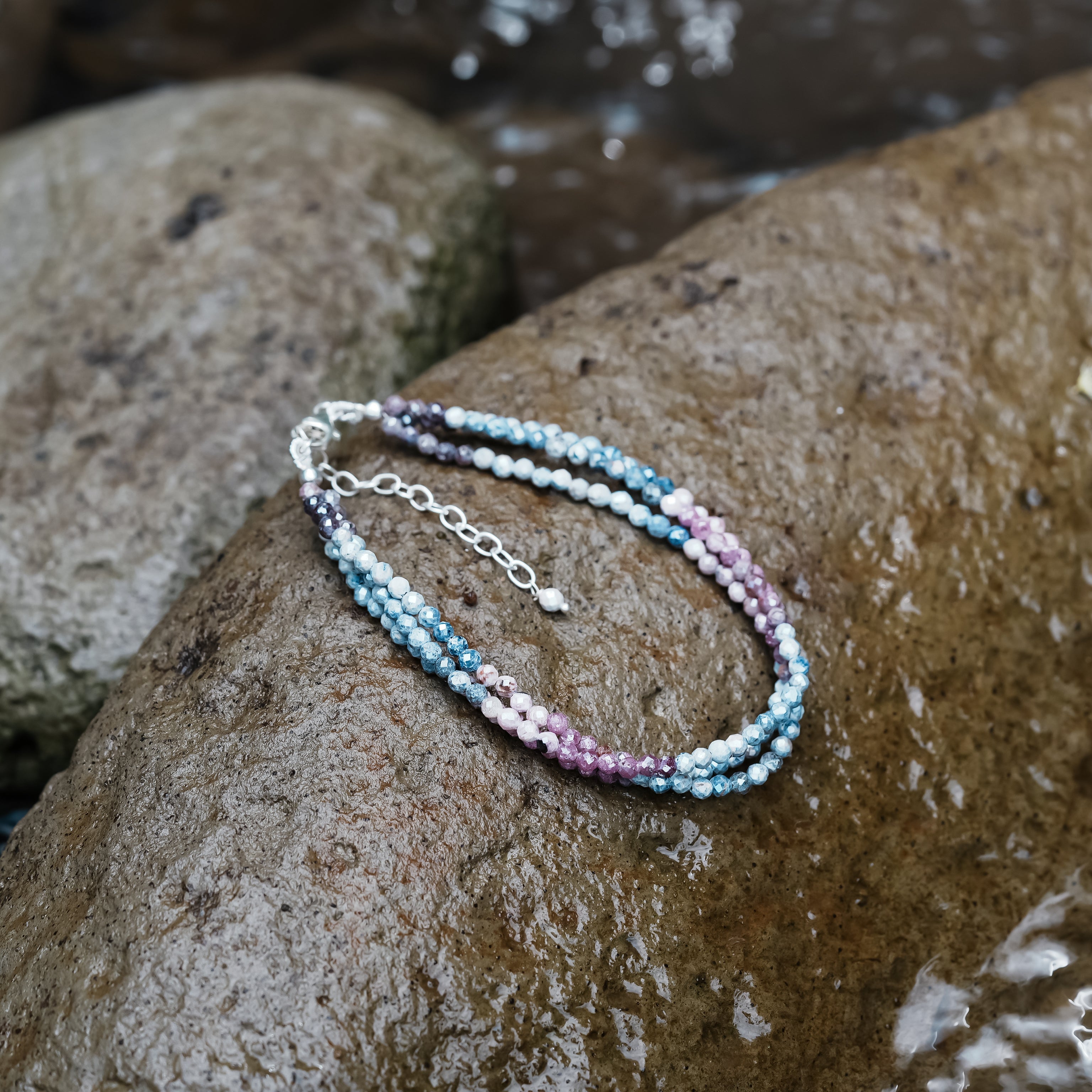 Starborn Sapphire and Ruby Faceted Bead Bracelet