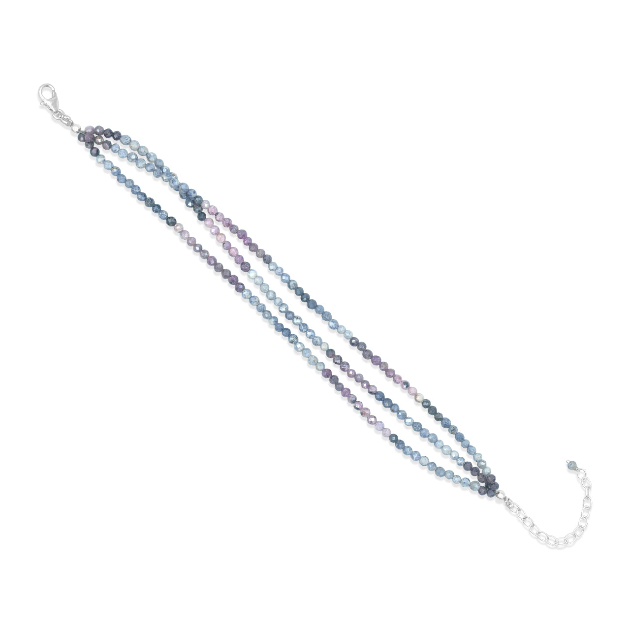 Starborn Sapphire Faceted Beaded Bracelet in Sterling Silver