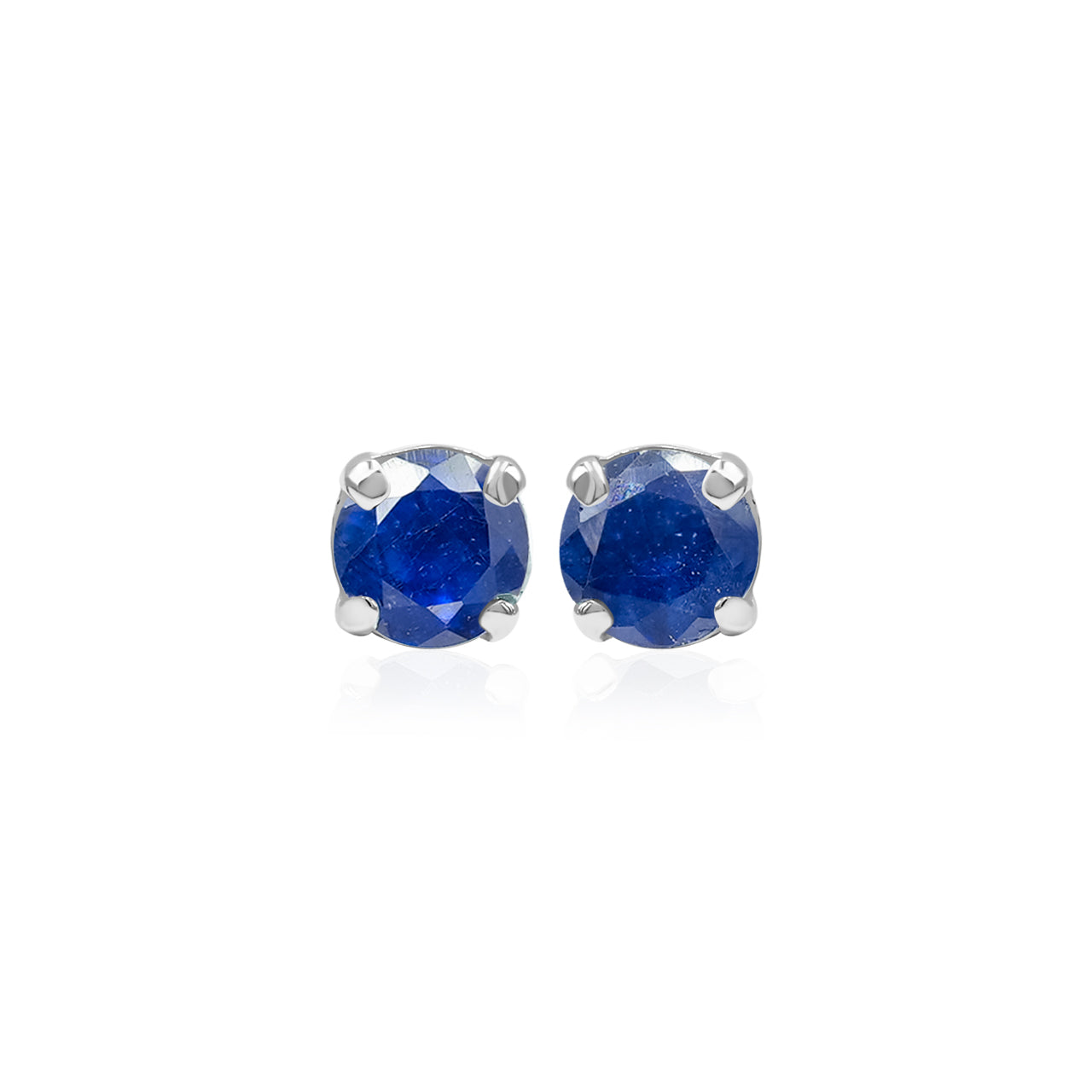 Starborn Sapphire Round Faceted 5mm Prongset Post Earrings in Sterling Silver