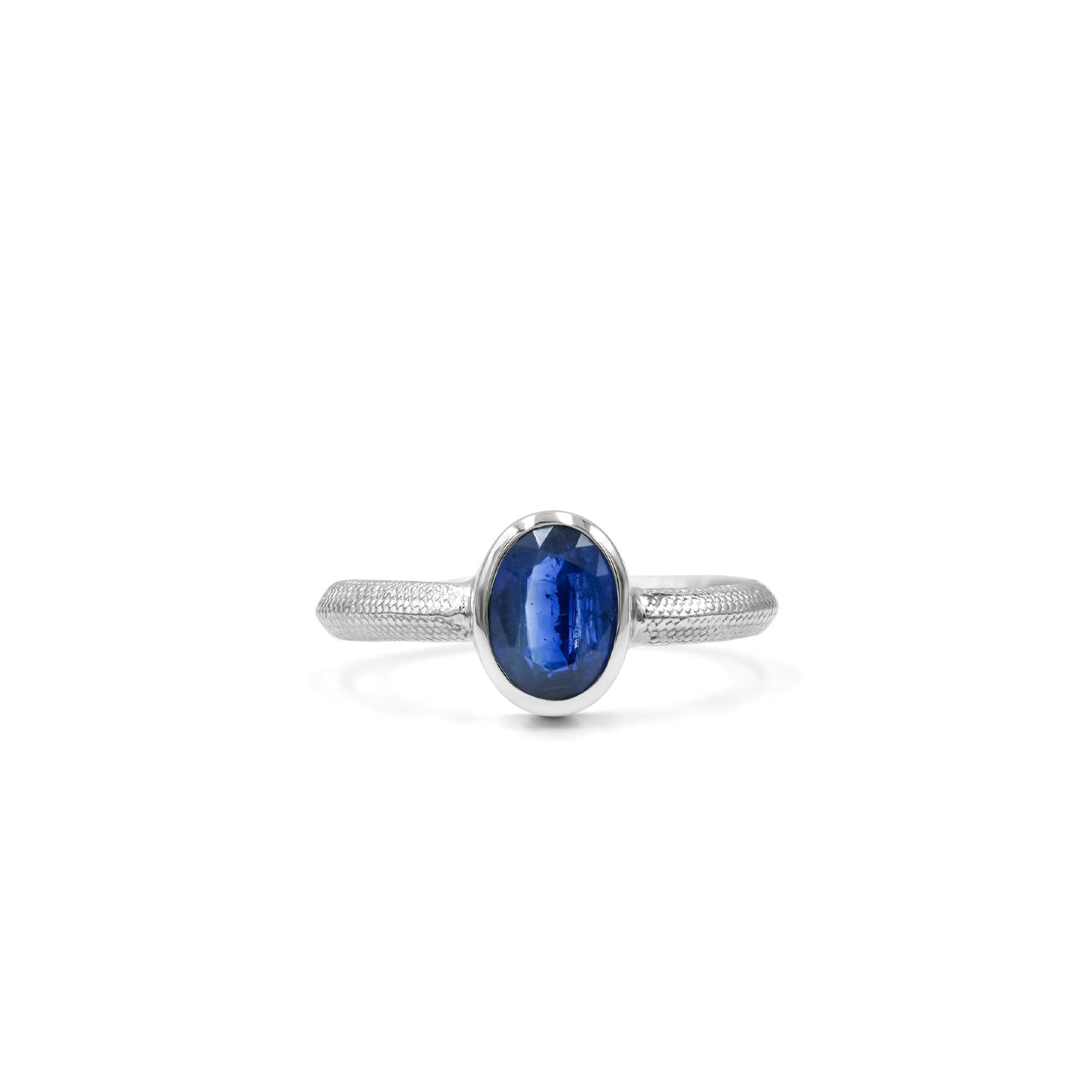 Starborn Ouroboros Ring with Oval Faceted Sapphire in Sterling Silver