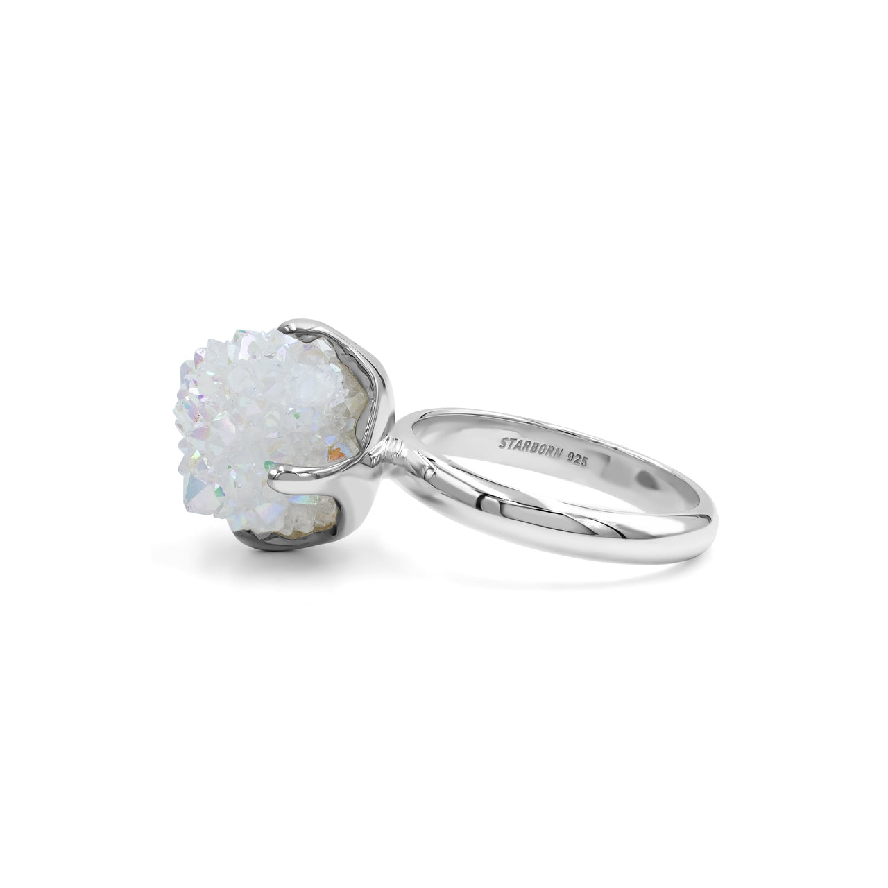 Anillo con drusa de cuarzo Starborn Spirit en plata de ley